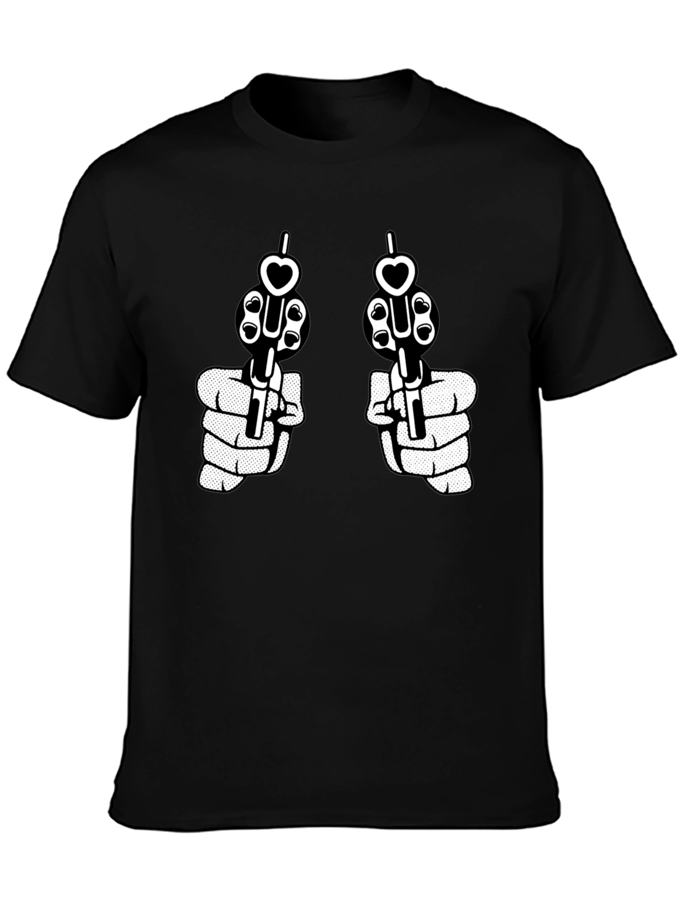 Black Guns and Hearts Graphic Tee - Black view 3