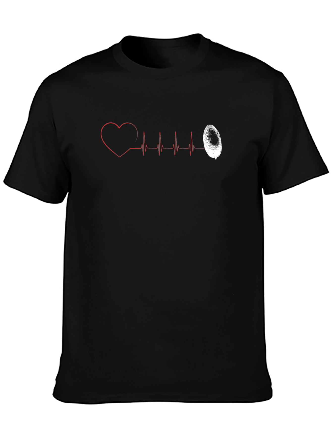 Black Heartbeat Balloon T-Shirt - Unique Graphic Tee view 3