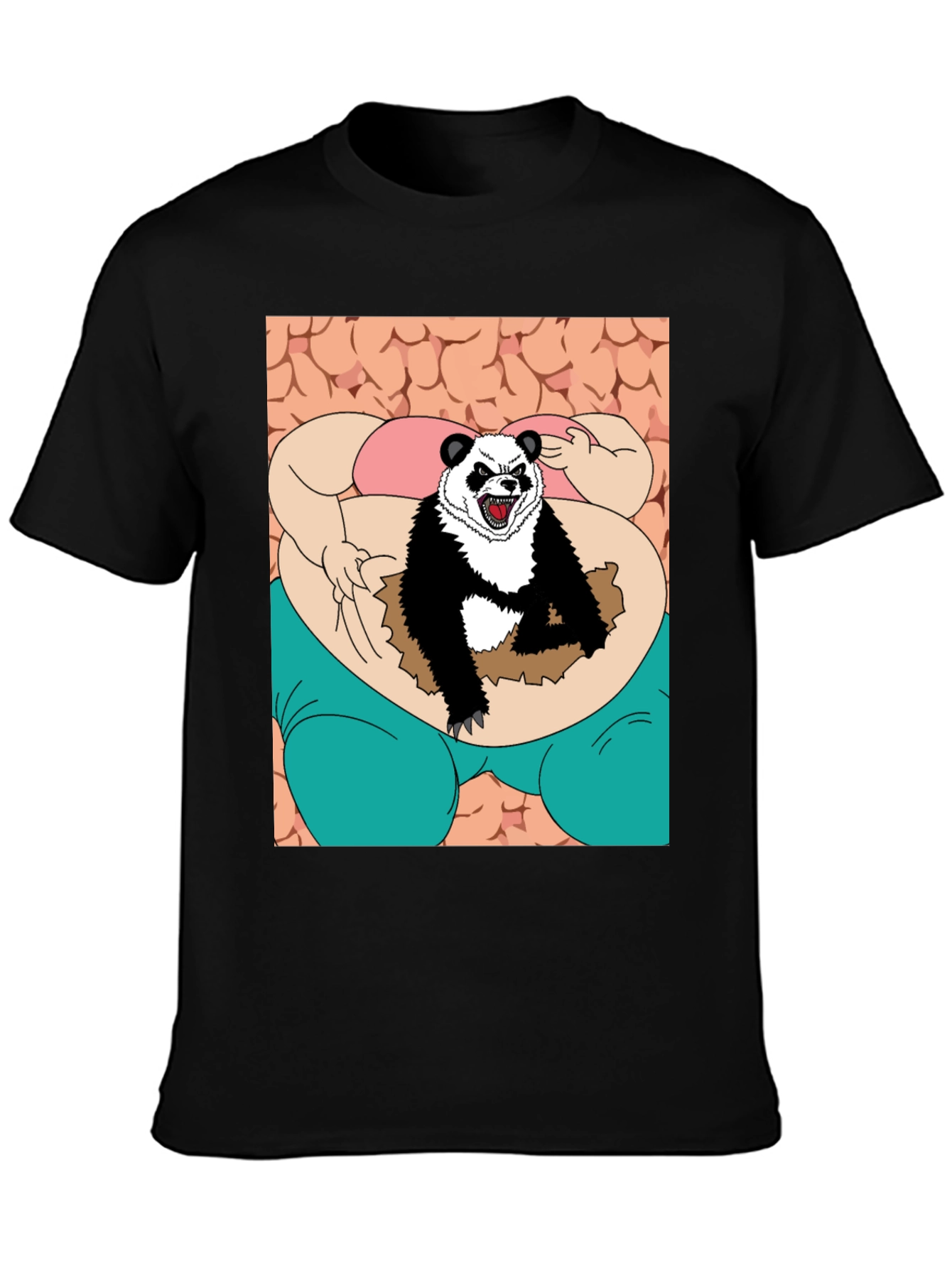 Black Funny Panda T-Shirt view 3