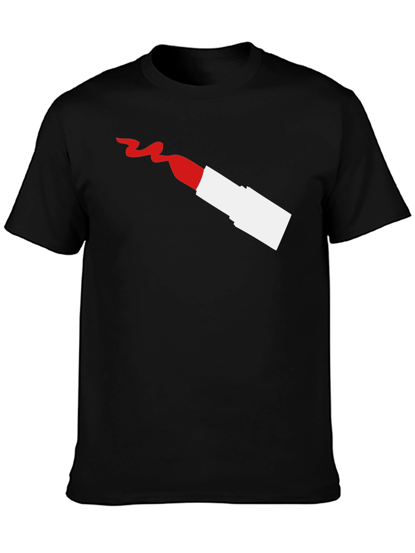 Black Modern Lipstick Graphic Tee - Stylish Men's T-Shirt view 3
