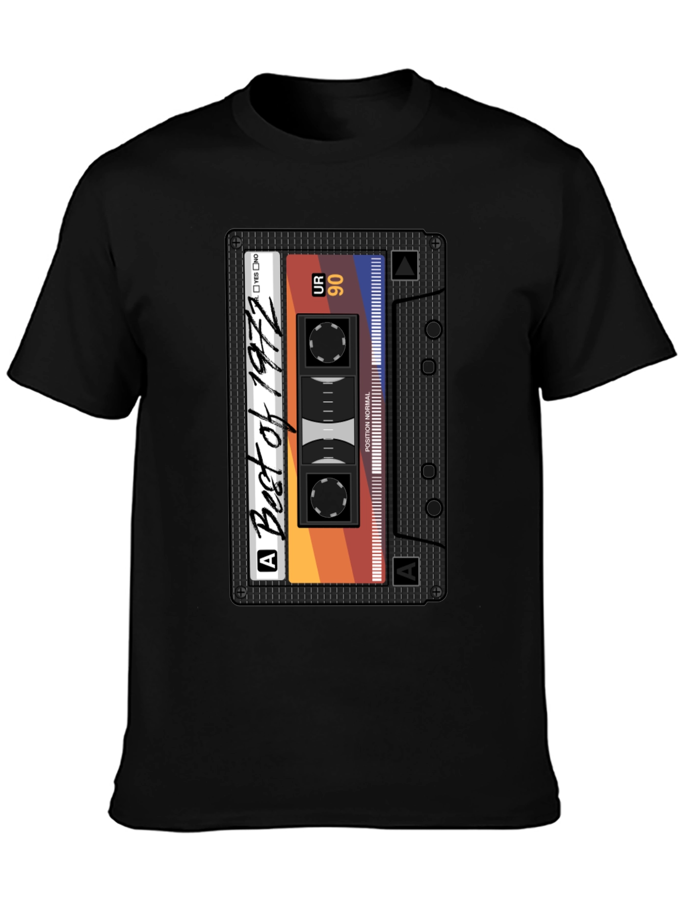 Black Best of 1972 Cassette Tape Graphic T-Shirt view 3
