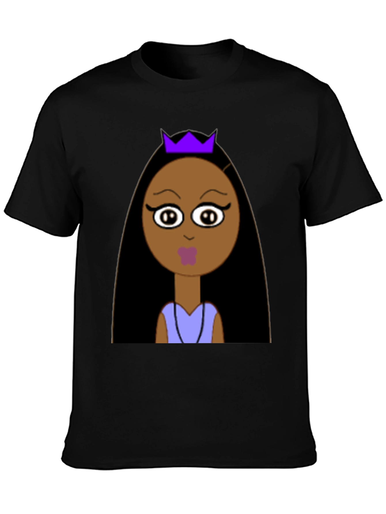Black Cartoon Princess Graphic Tee - Unisex Black T-Shirt view 3