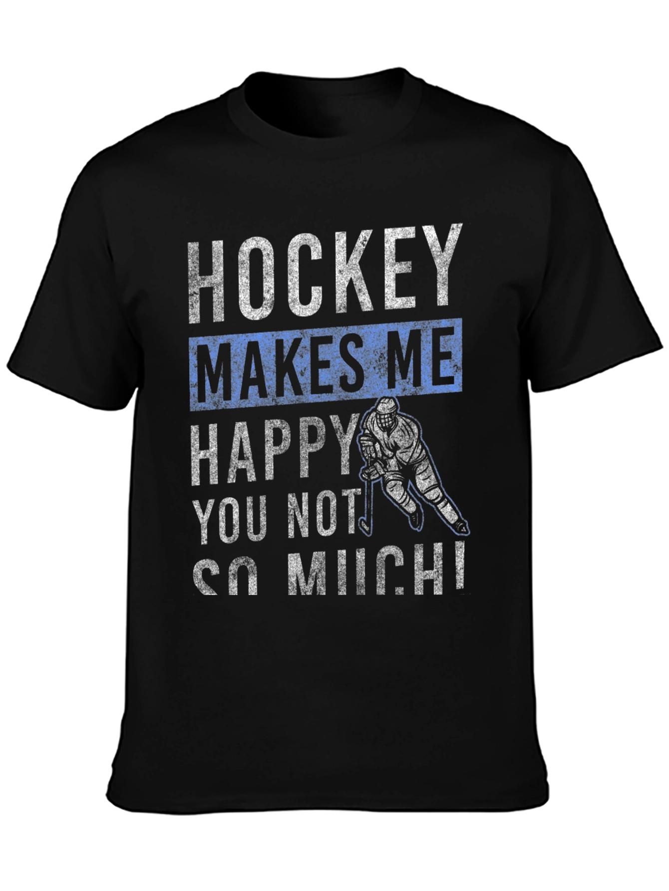 Black Hockey Makes Me Happy T-Shirt view 3