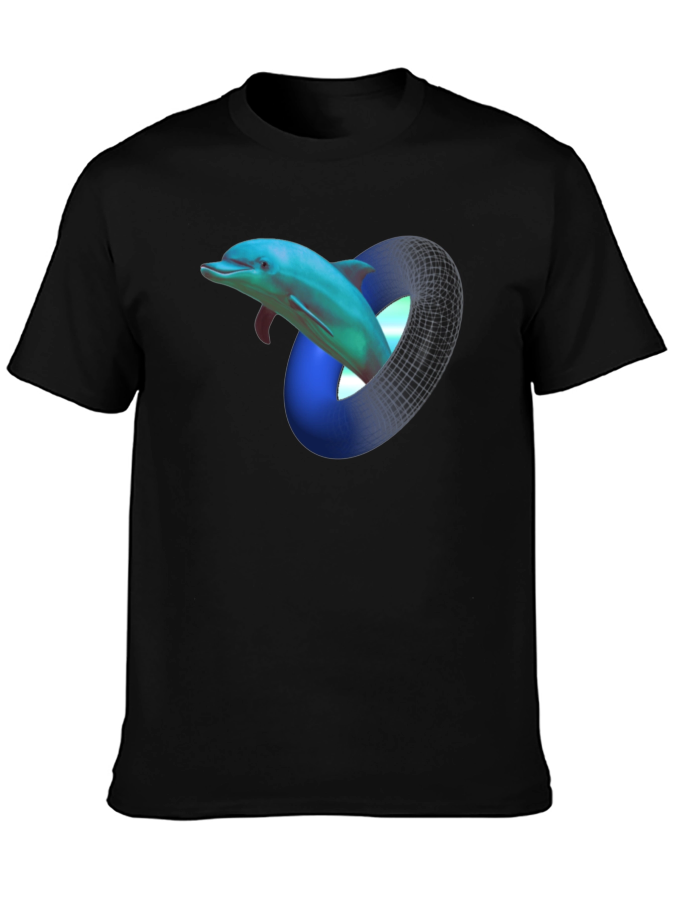 Black Dolphin Mobius Strip Graphic Black T-Shirt view 3