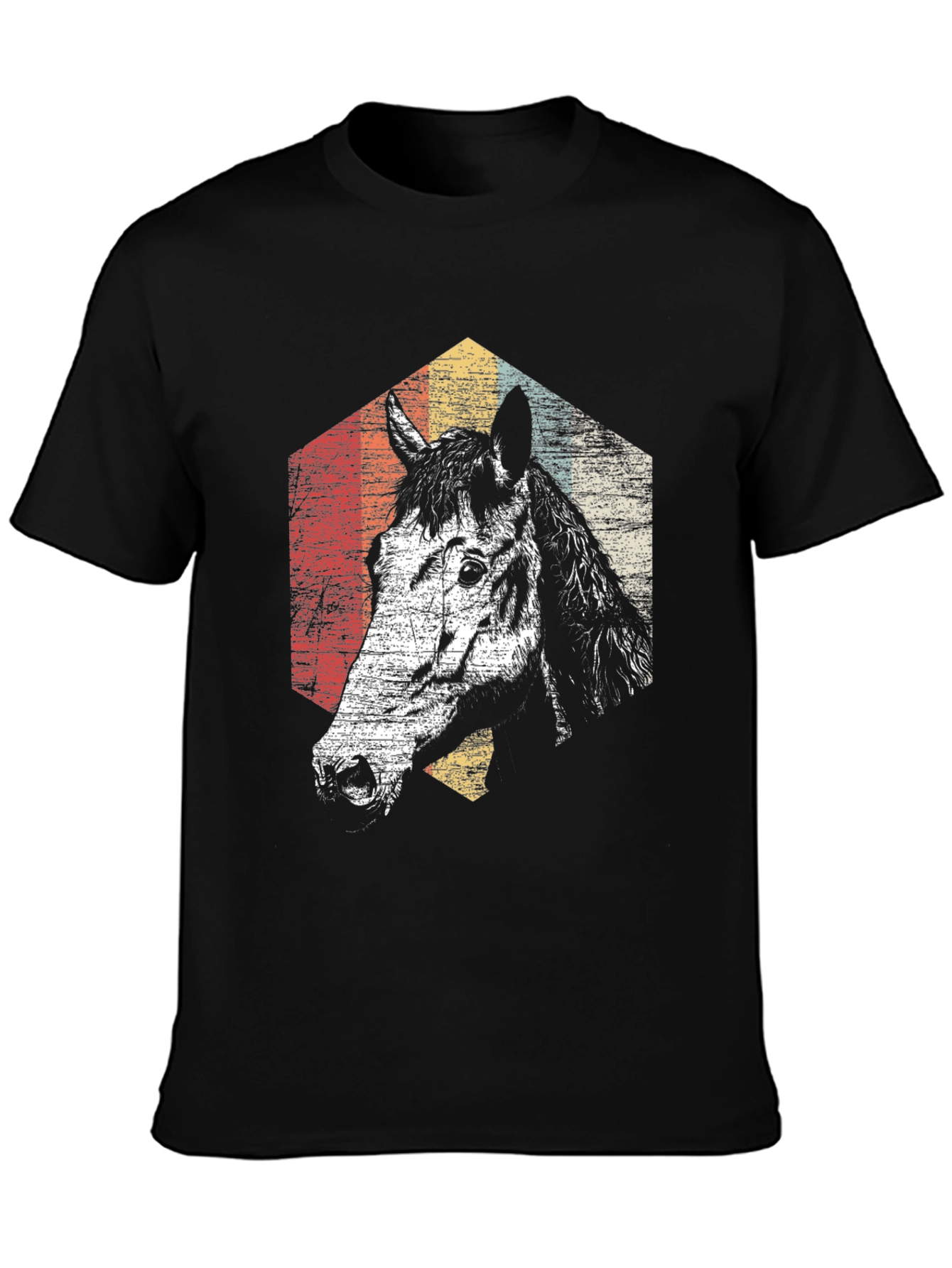 Black Retro Horse Graphic T-Shirt - Black view 3
