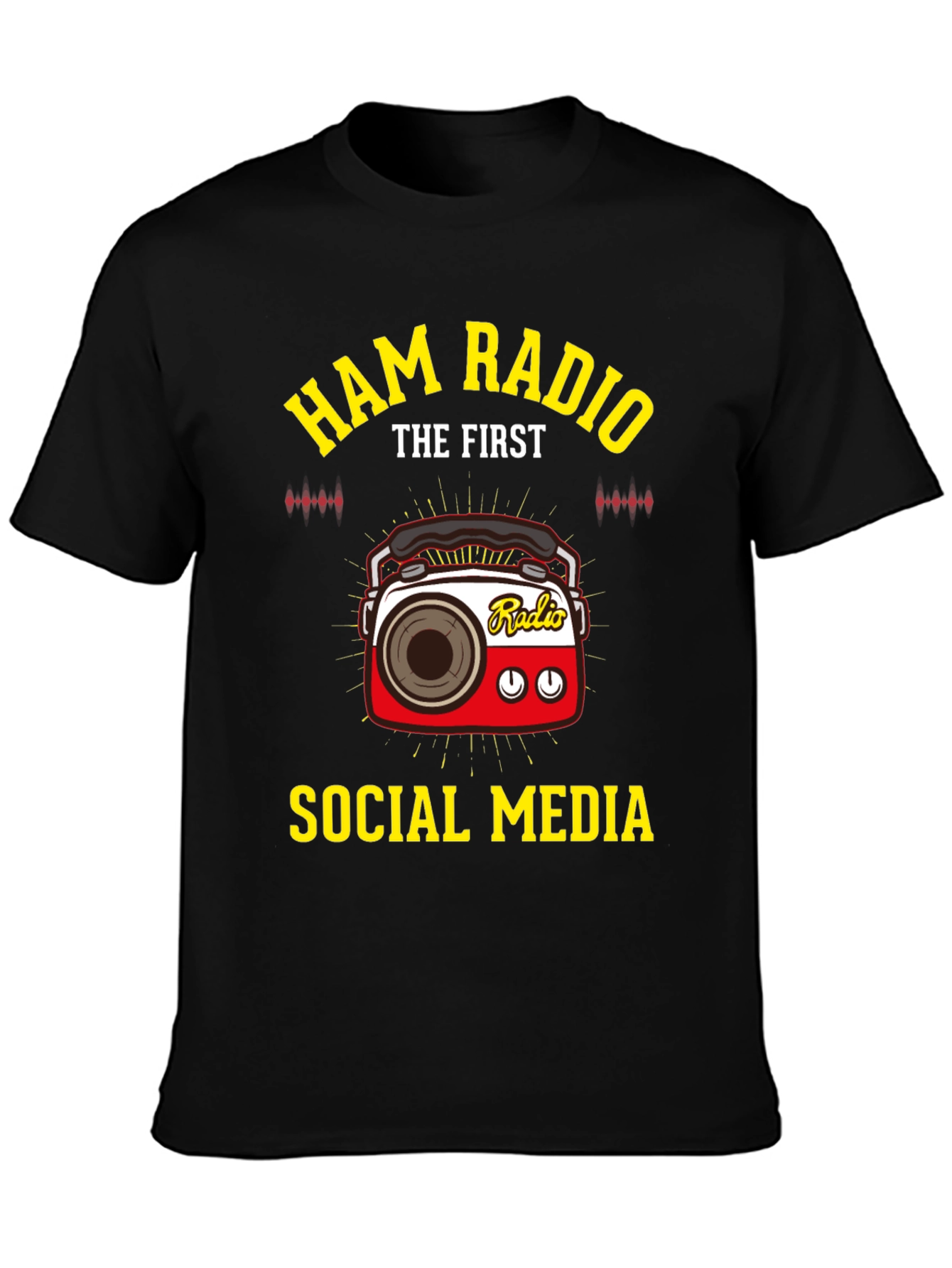 Black Ham Radio The First Social Media T-Shirt view 3
