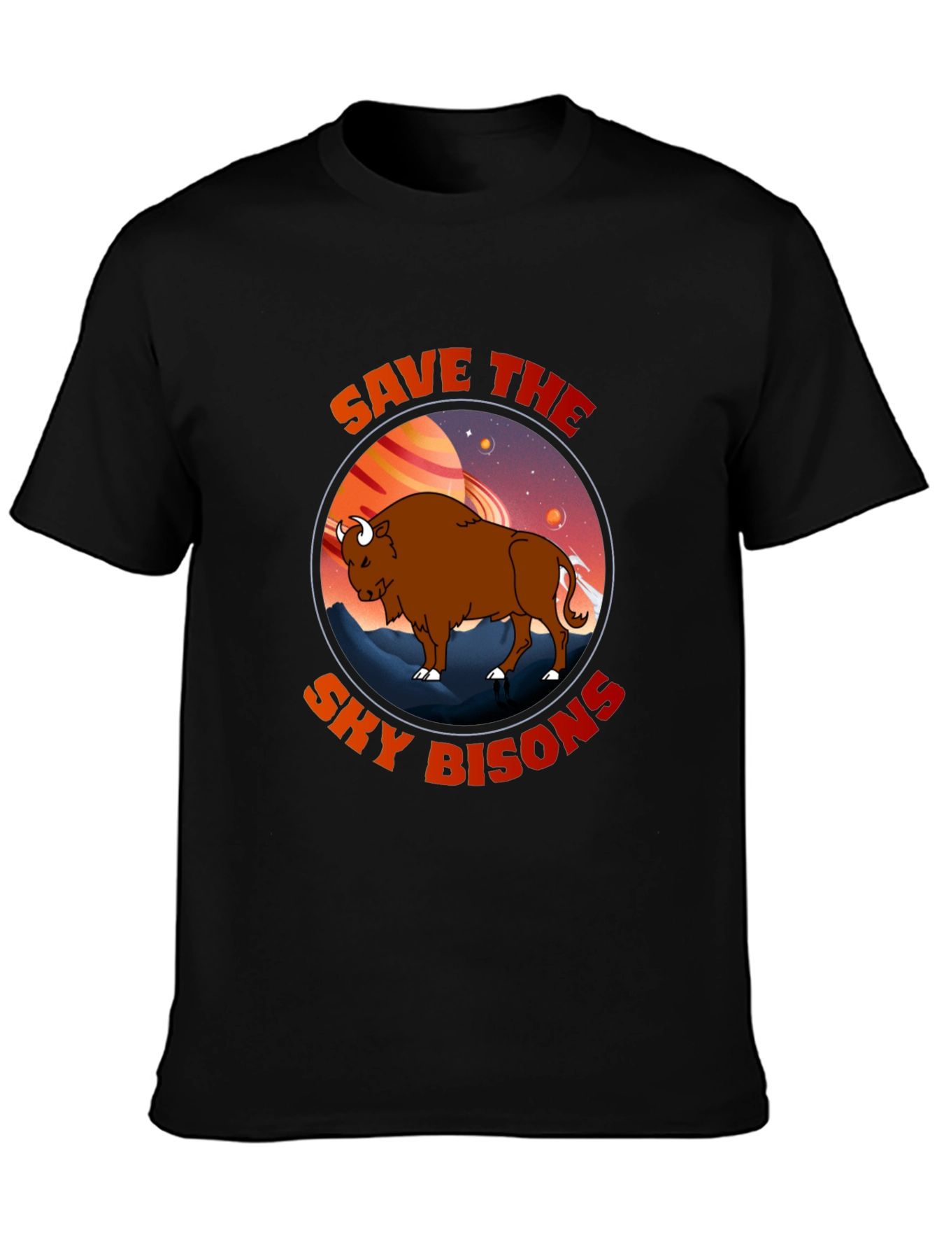 Black Save The Sky Bisons Graphic T-Shirt view 3