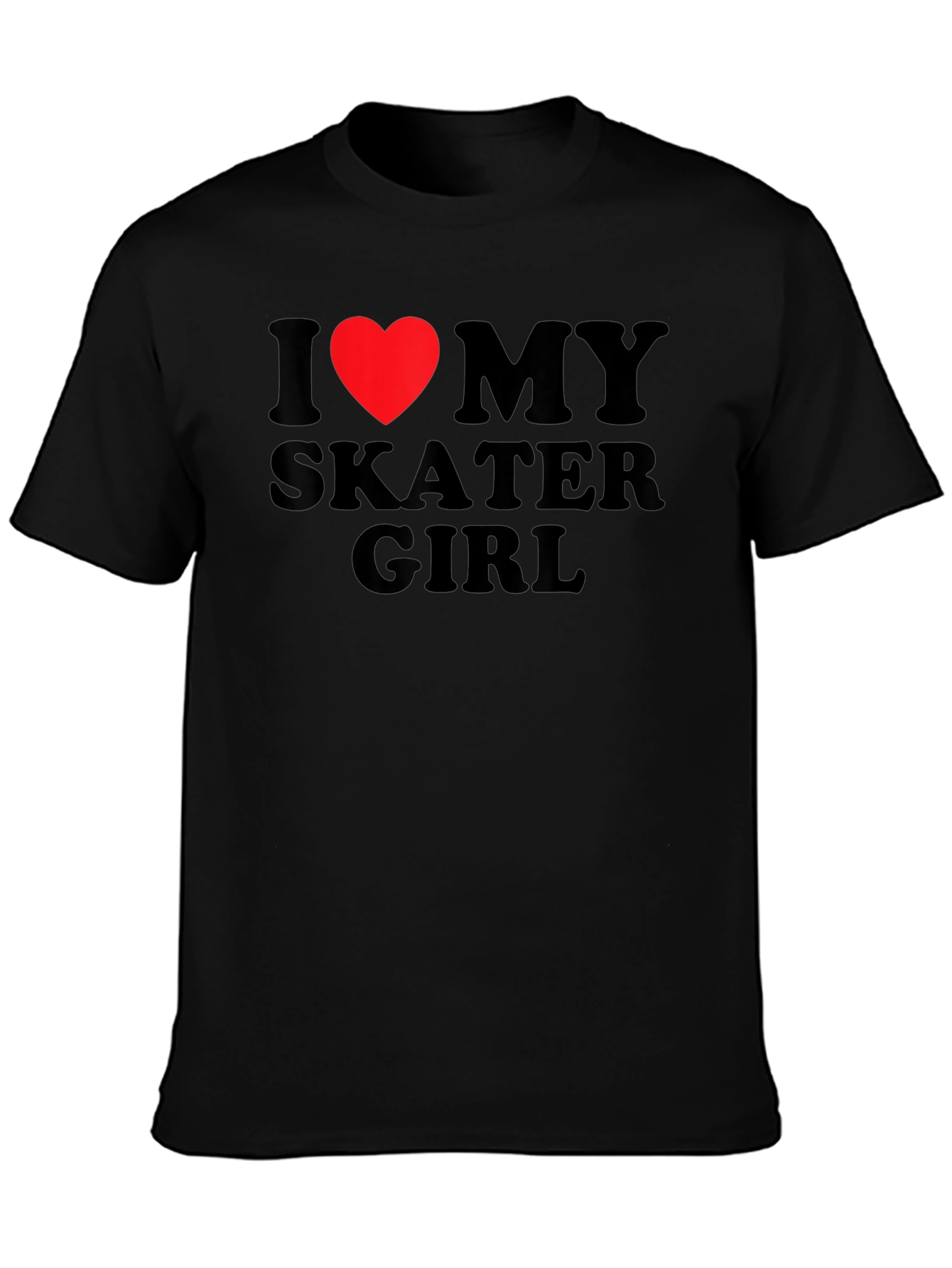 Black I Heart My Skater Girl T-Shirt - Black Cotton Tee view 3