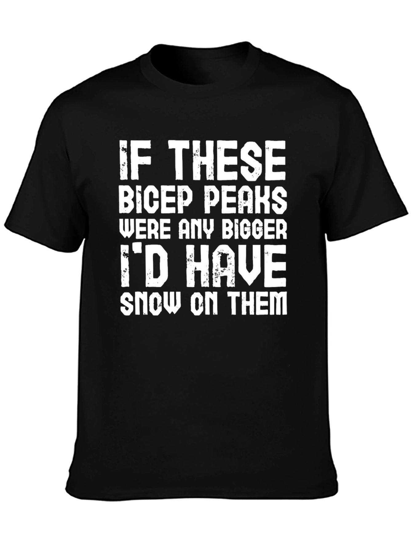 Black Bicep Peaks Humor T-Shirt view 3
