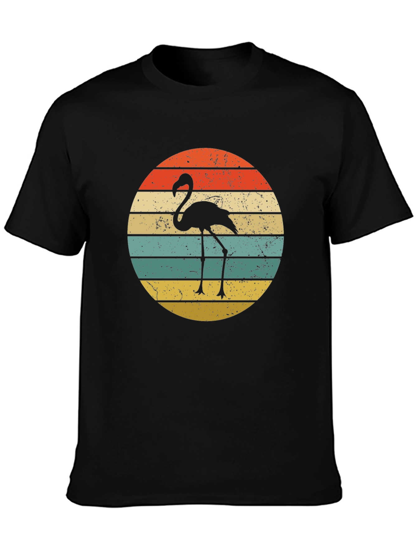 Black Retro Flamingo Sunset Graphic T-Shirt view 3