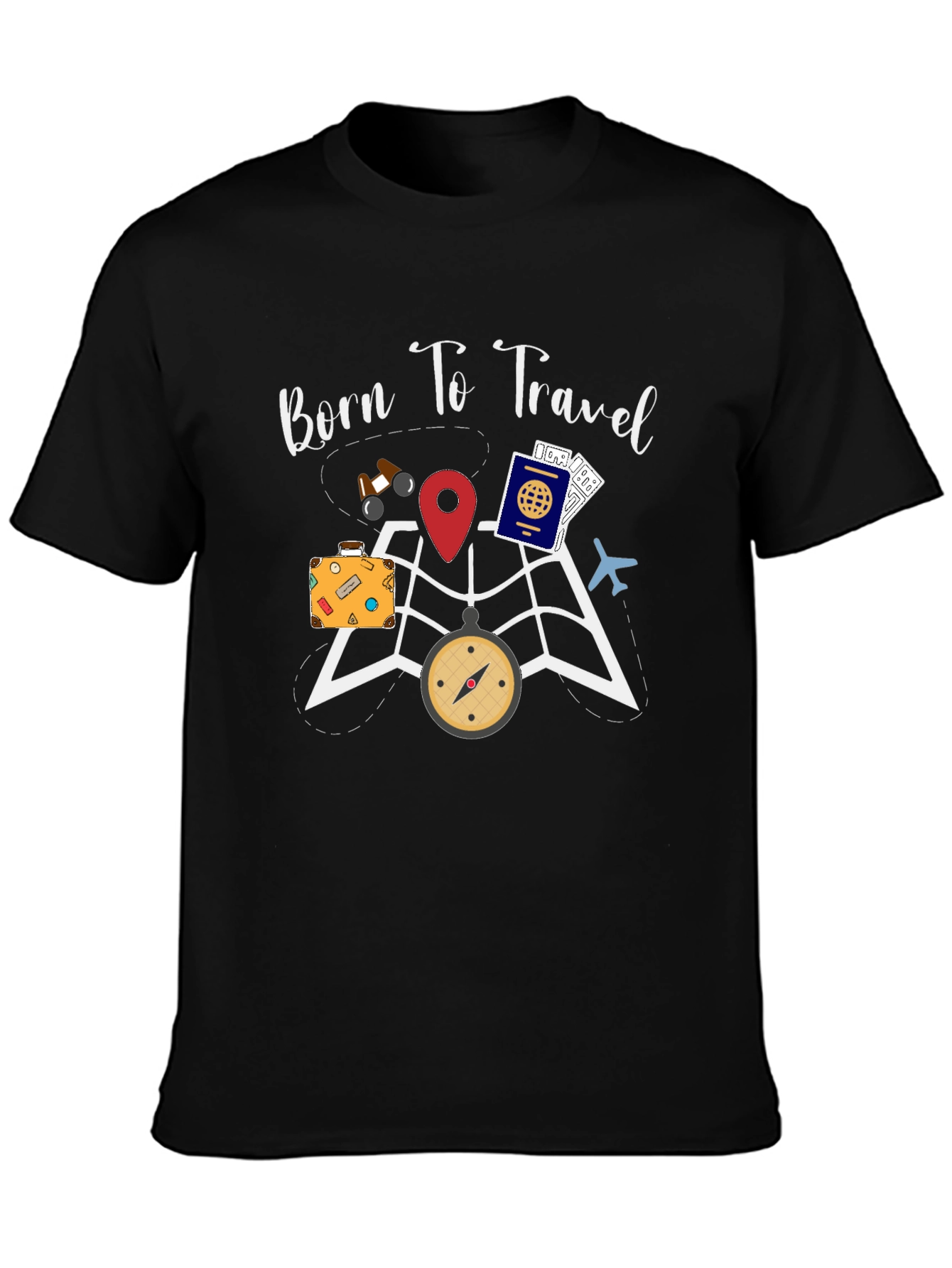 Black Born To Travel T-Shirt - Adventure Awaits! view 3