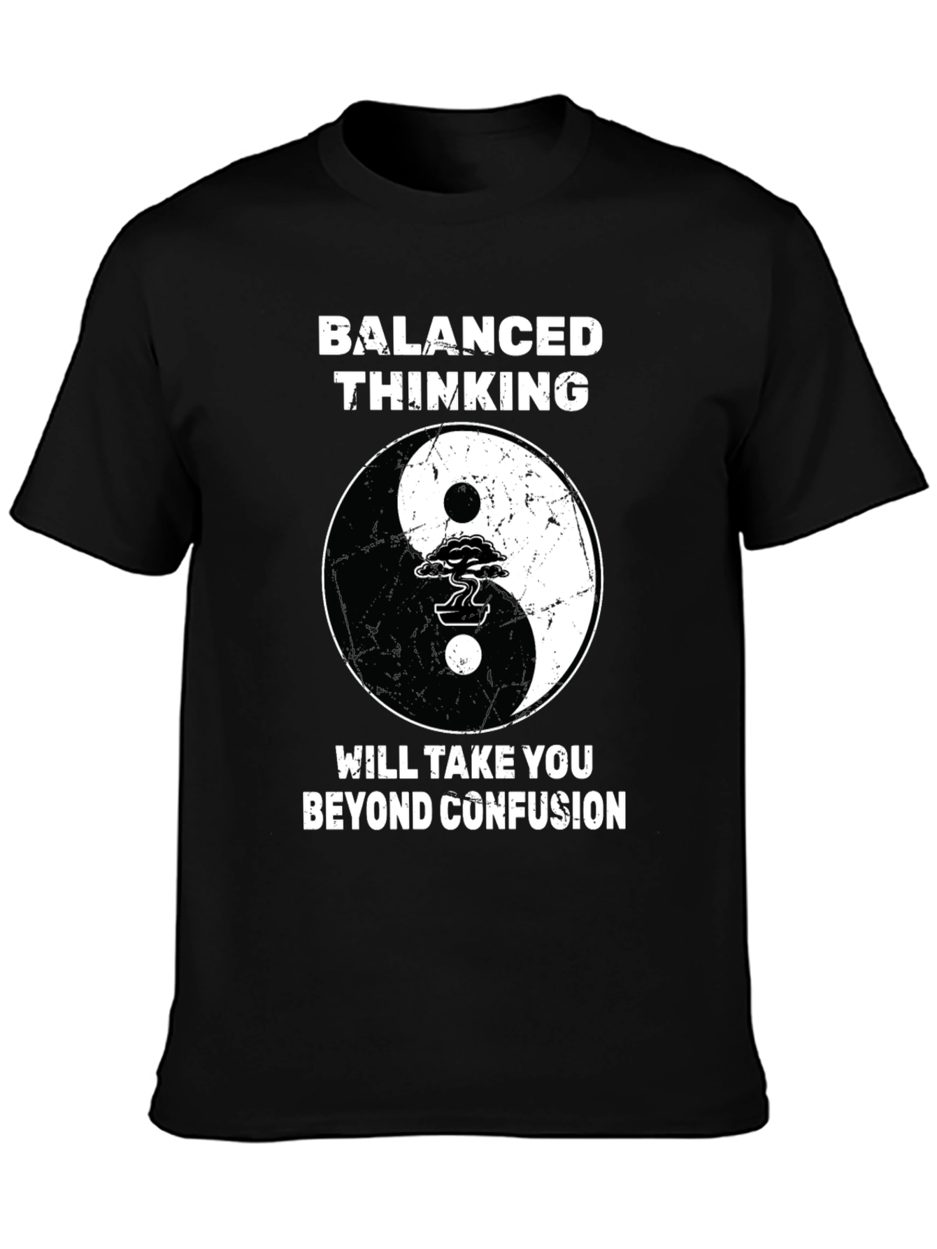 Black Balanced Thinking Yin Yang T-Shirt view 3