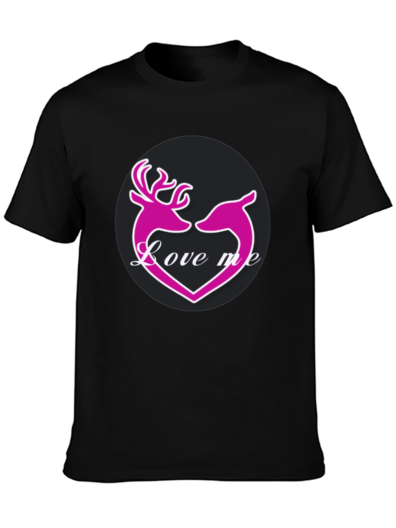 Black Love Me Deer Heart Graphic T-Shirt view 3