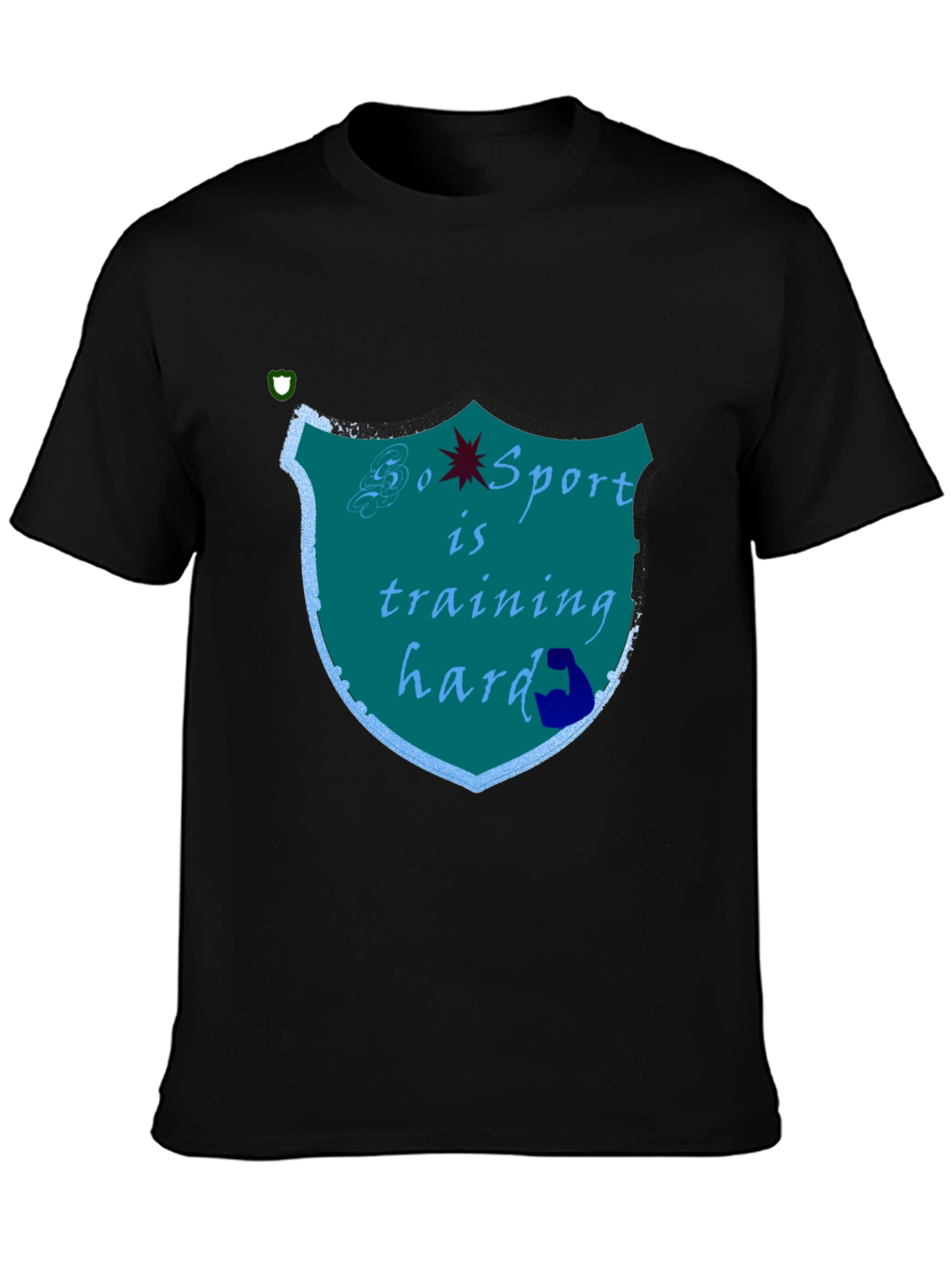 Black Sports Training Hard Black T-Shirt view 3