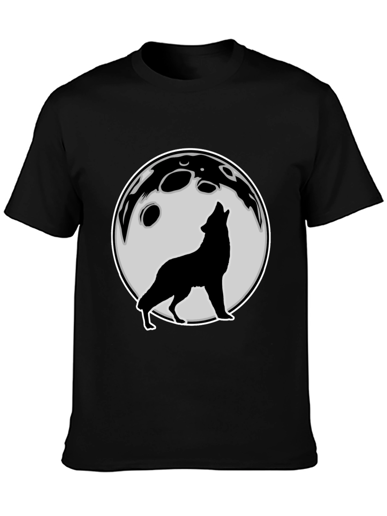 Black Wolf Howling at Moon Graphic Tee - Black view 3