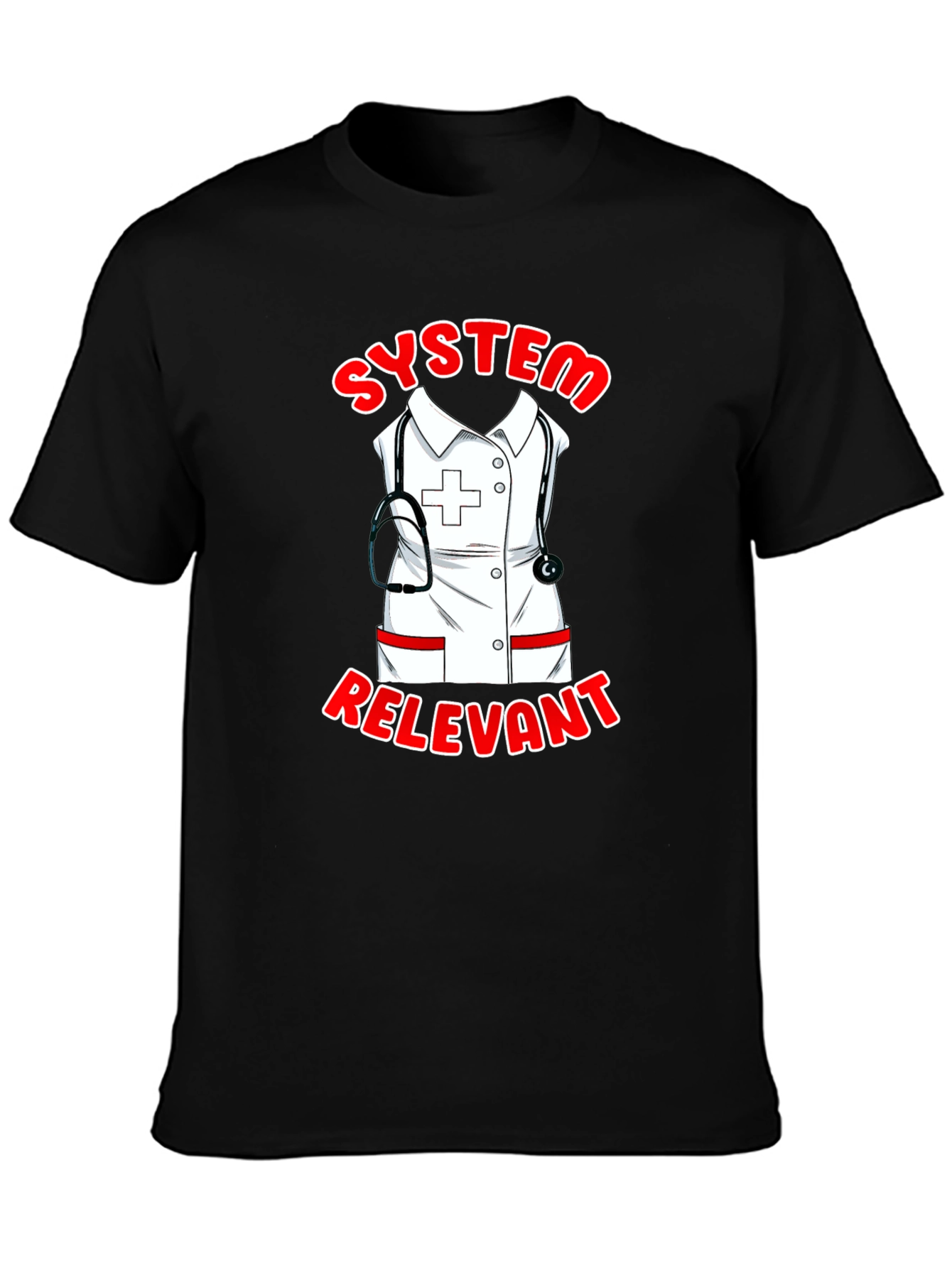 Black System Relevant Nurse T-Shirt - Black Cotton Tee view 3