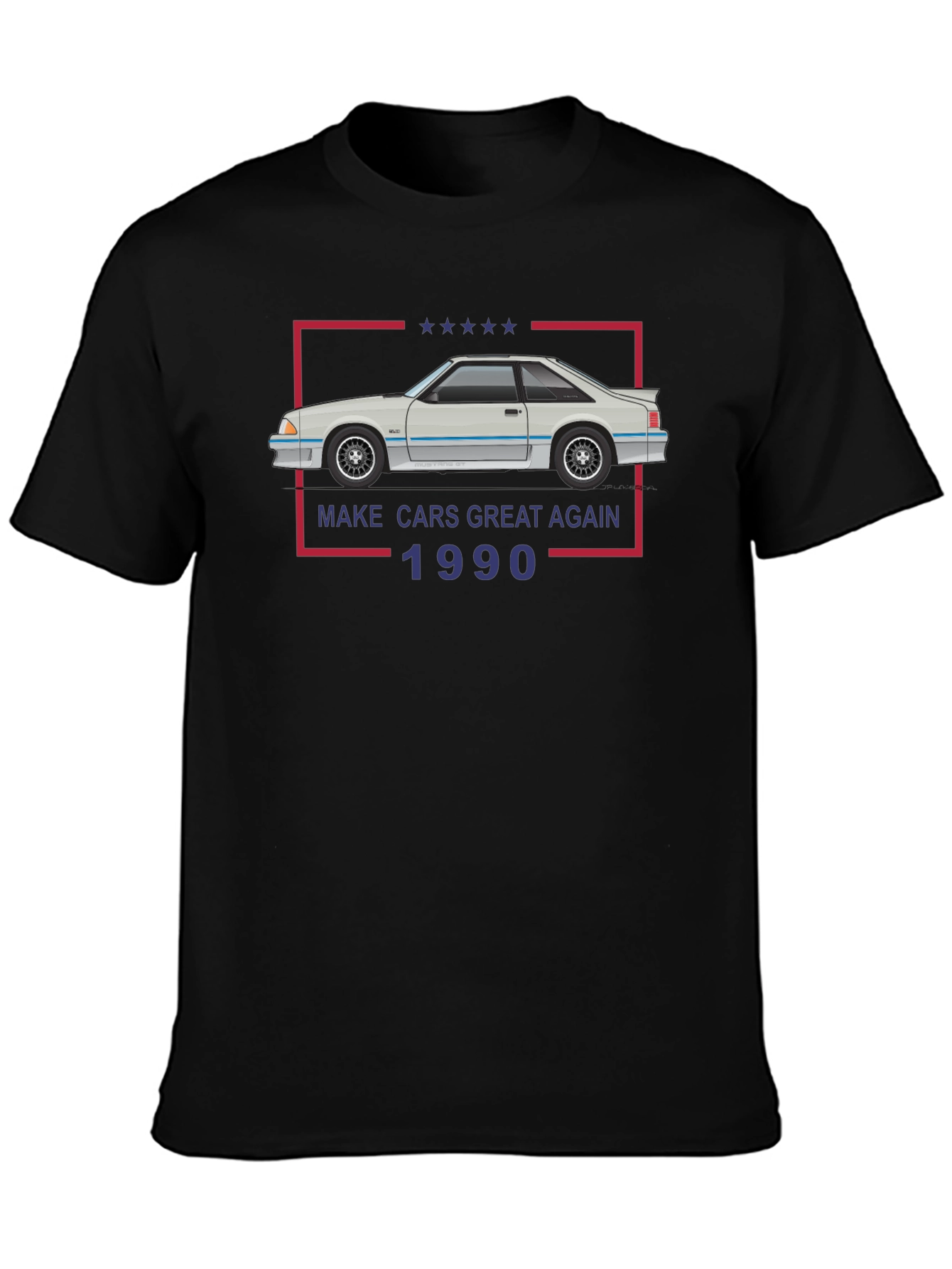 Black Make Cars Great Again 1990 T-Shirt view 3
