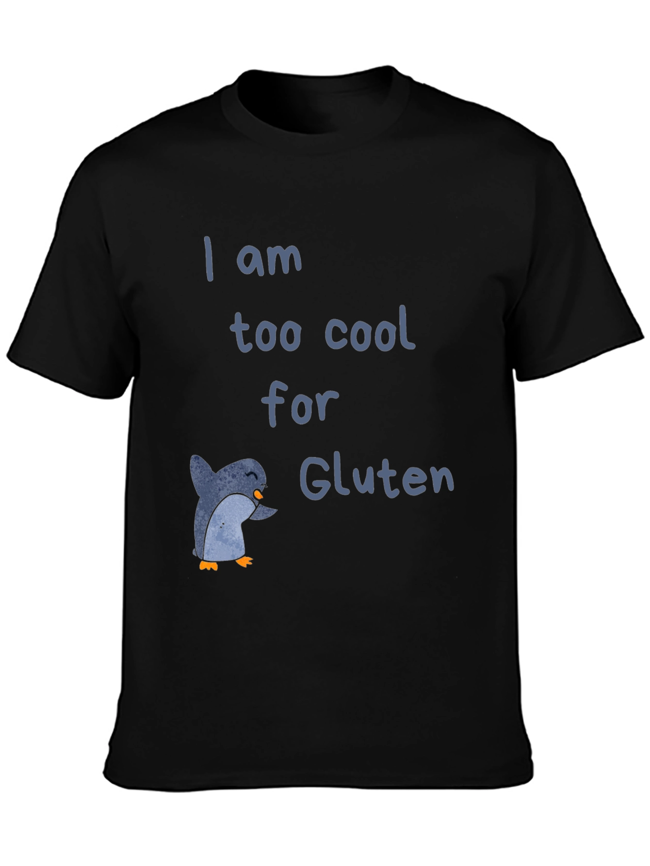 Black Cool Penguin Gluten-Free T-Shirt view 3