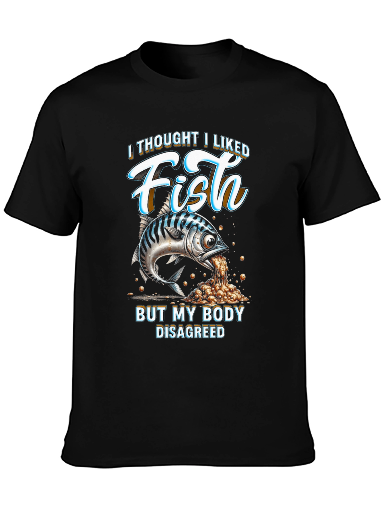 Black Funny 'I Thought I Liked Fish' Graphic Tee view 3