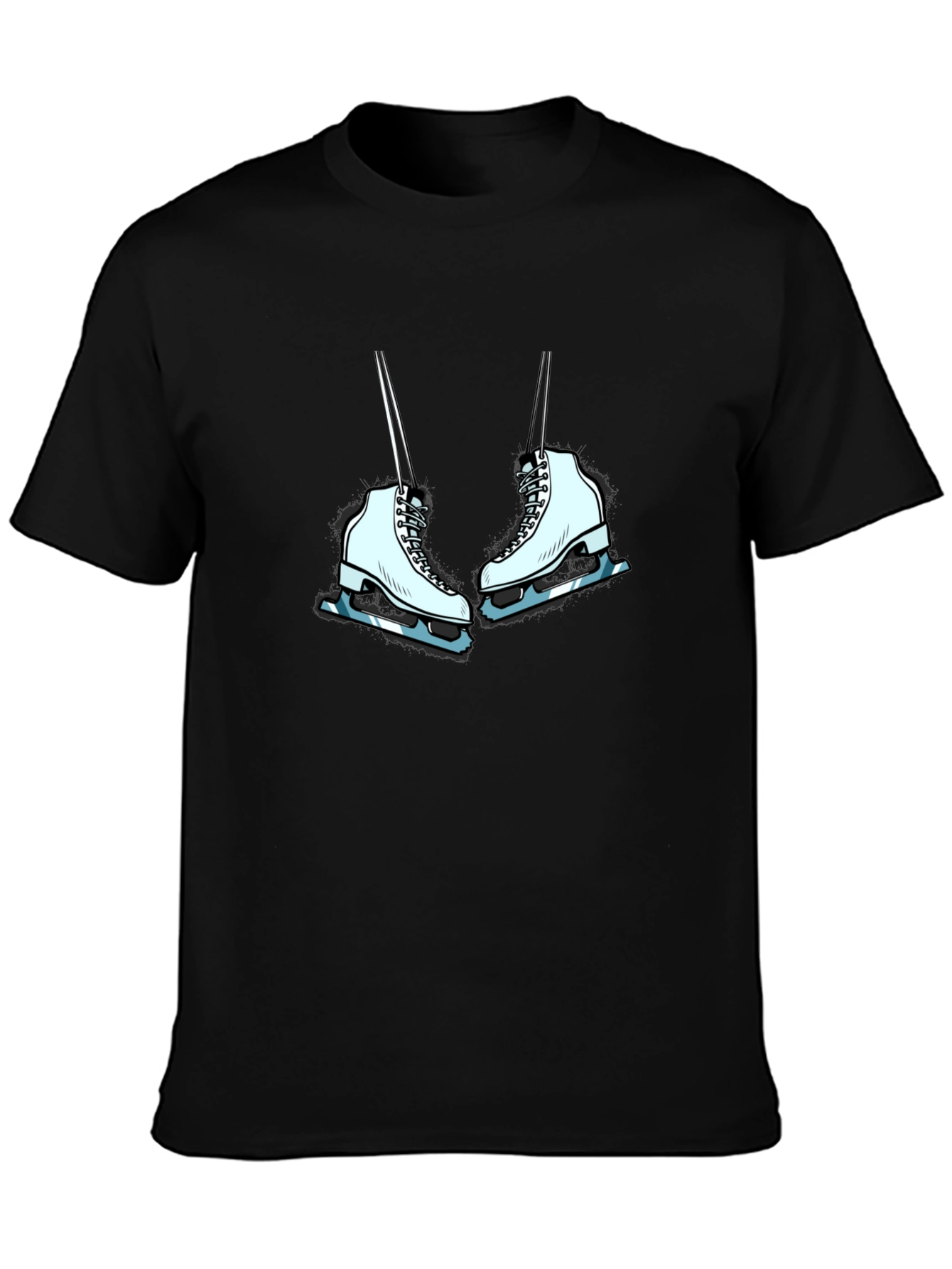 Black Ice Skates Graphic T-Shirt - Black Cotton Tee view 3