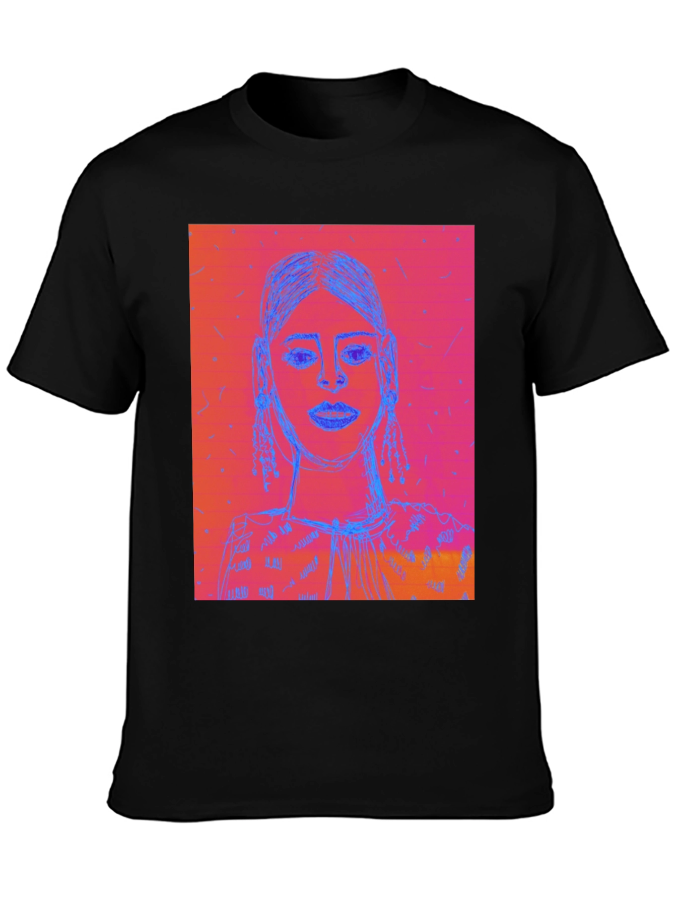 Black Abstract Portrait Graphic Tee - Modern Streetwear Style view 3