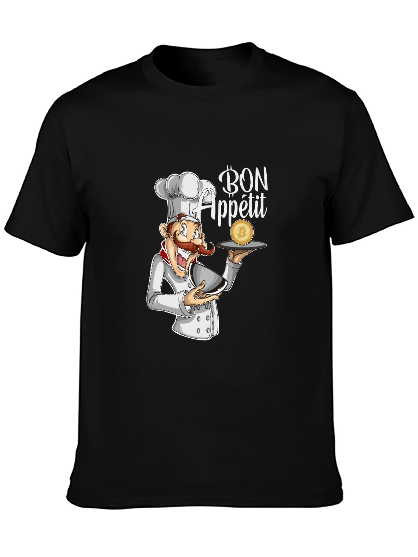 Black Bon Appetit Chef Bitcoin T-Shirt view 3