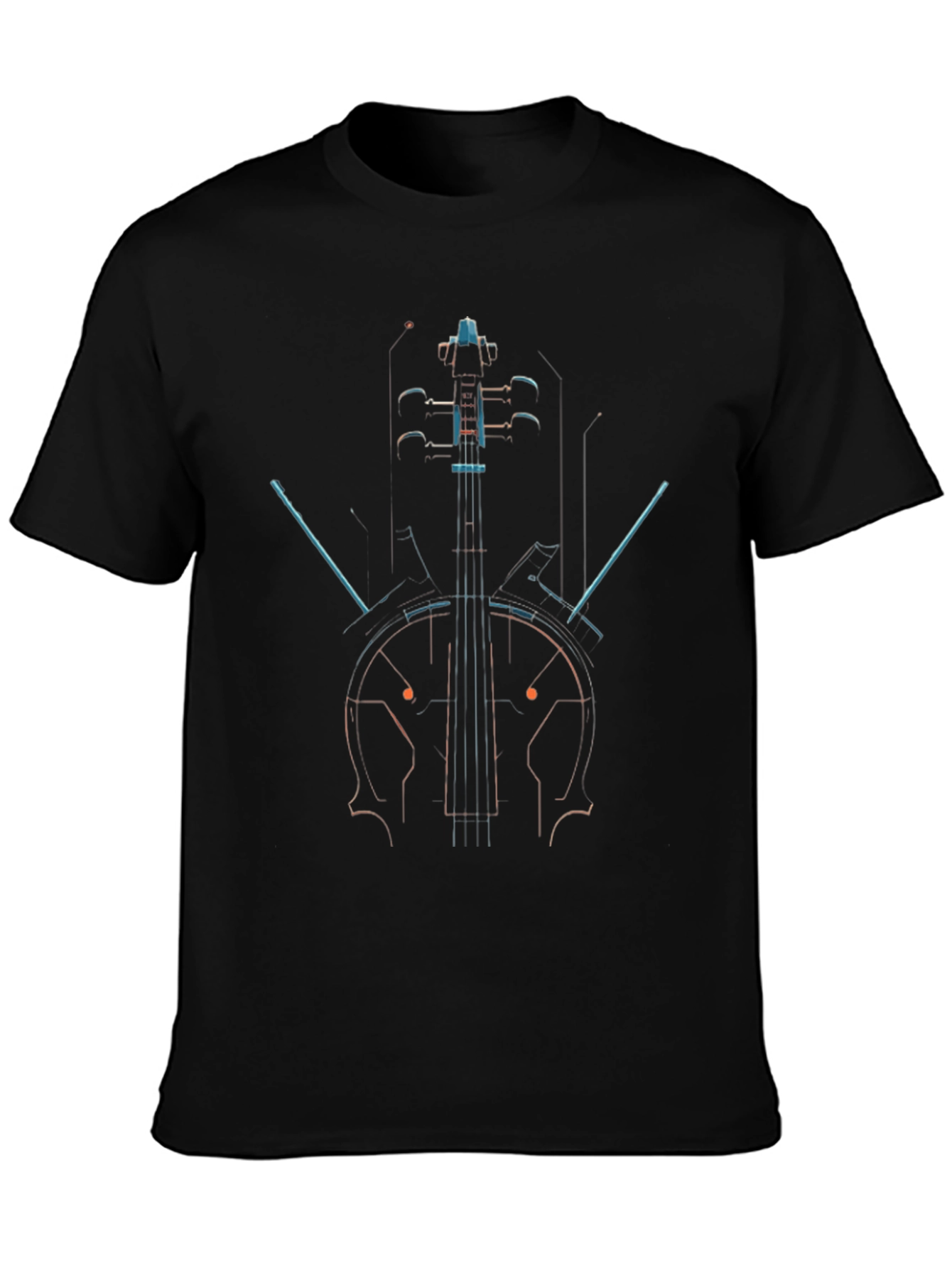 Black Abstract Cello Graphic Black T-Shirt view 3