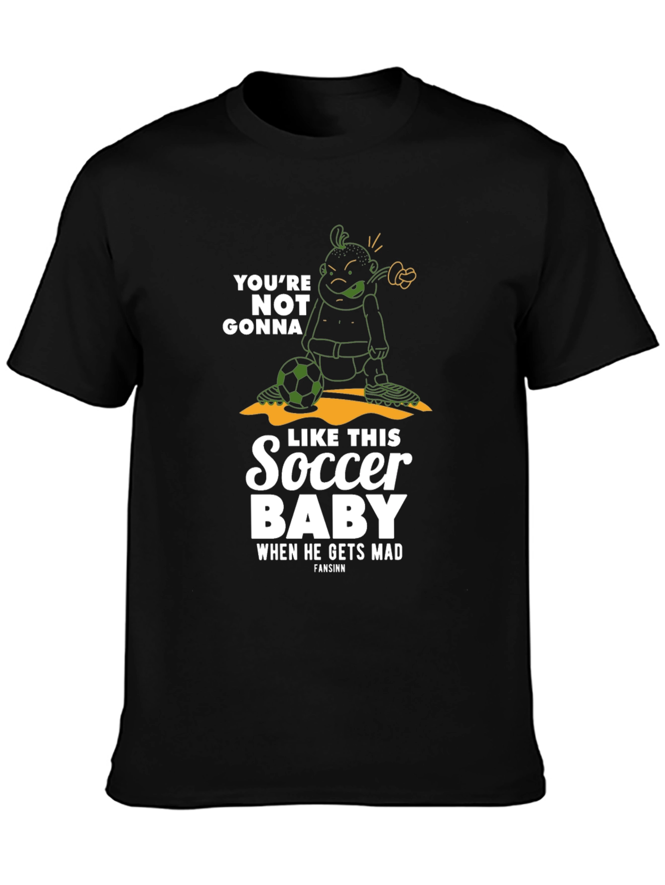 Black Funny Soccer Baby Graphic T-Shirt view 3