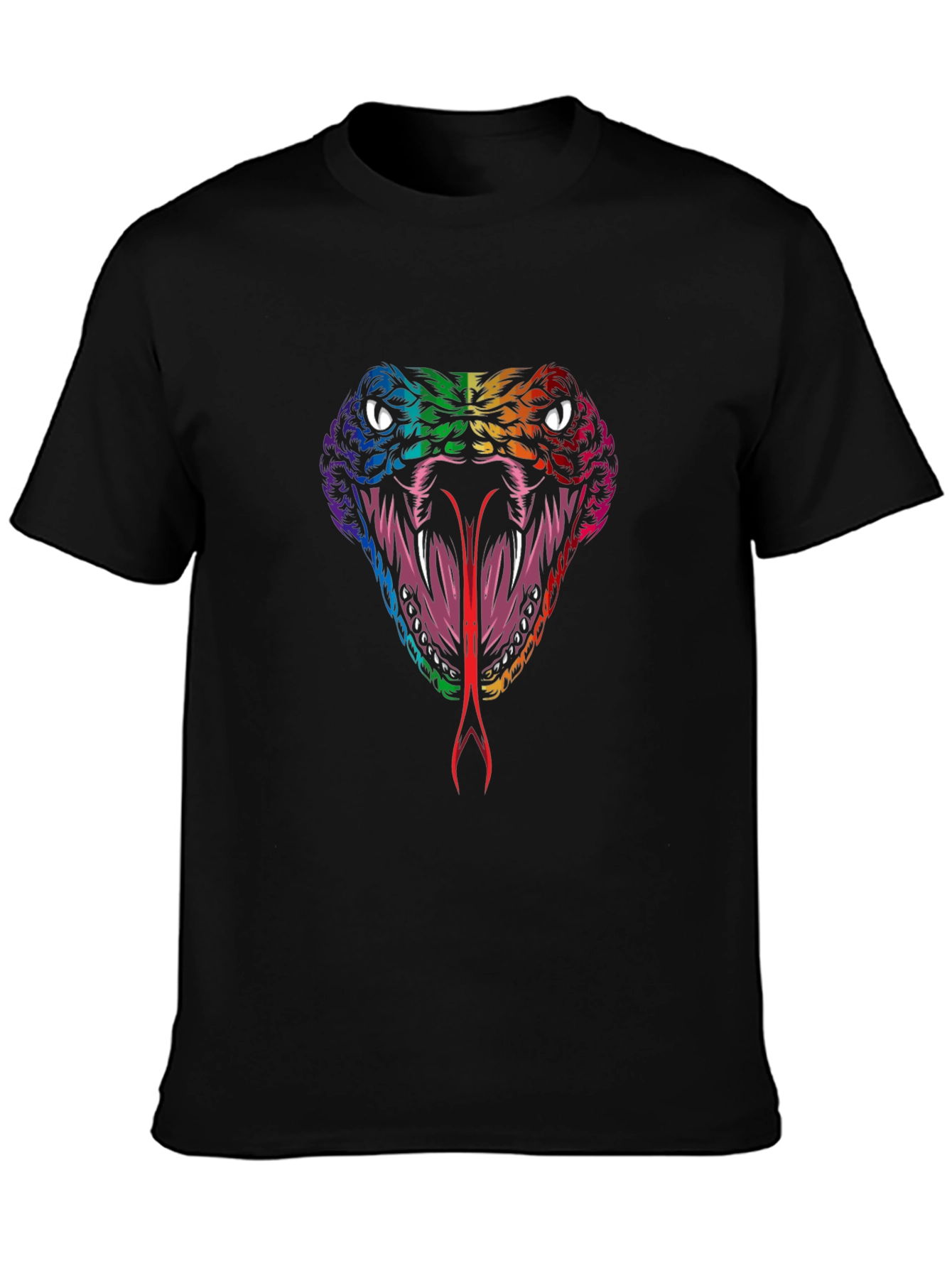 Black Rainbow Snake Graphic Tee - Stylish Men's Black T-Shirt view 3
