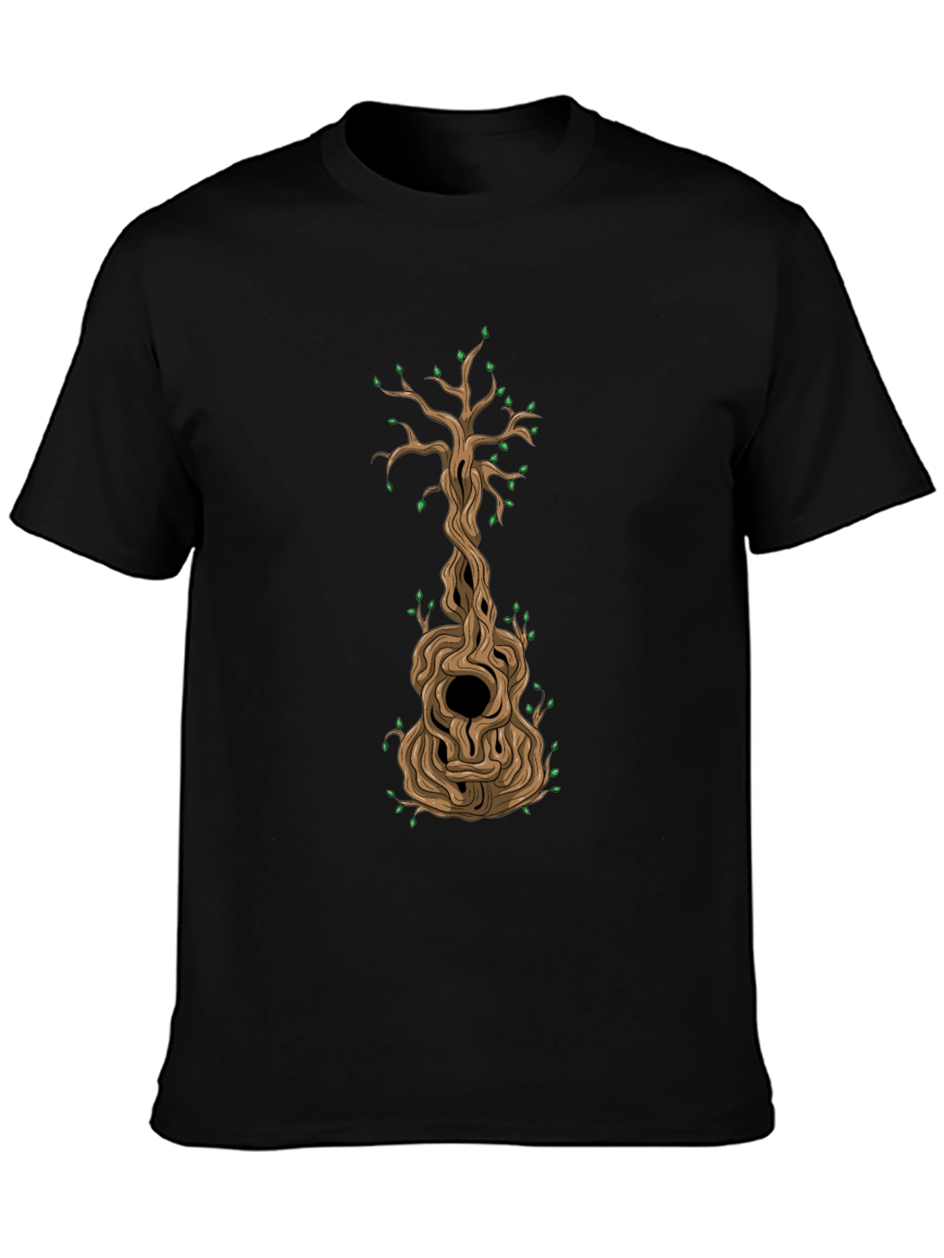 Black Guitar Tree Graphic T-Shirt - Unique Design view 3