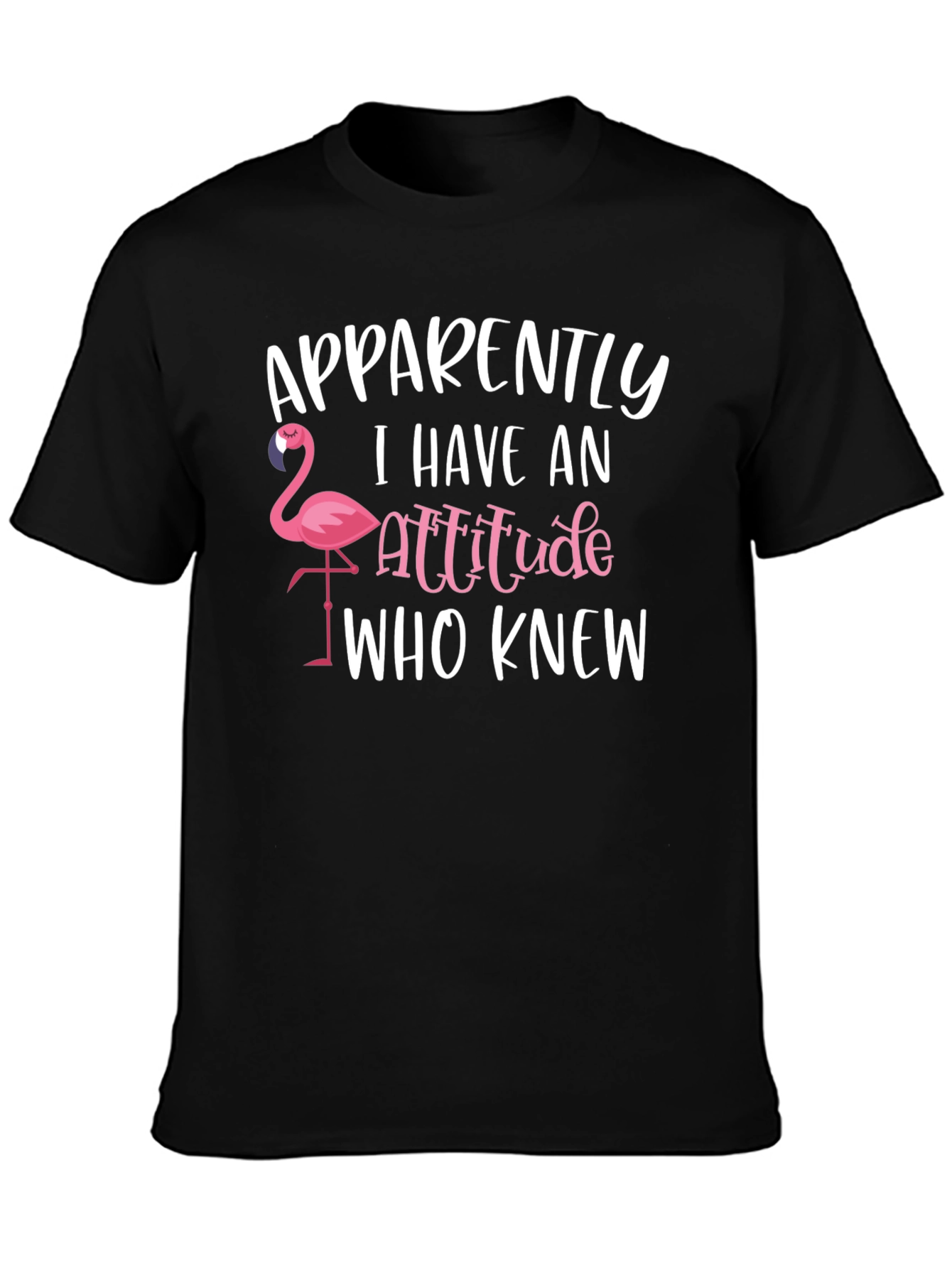 Black Funny Flamingo Attitude T-Shirt view 3