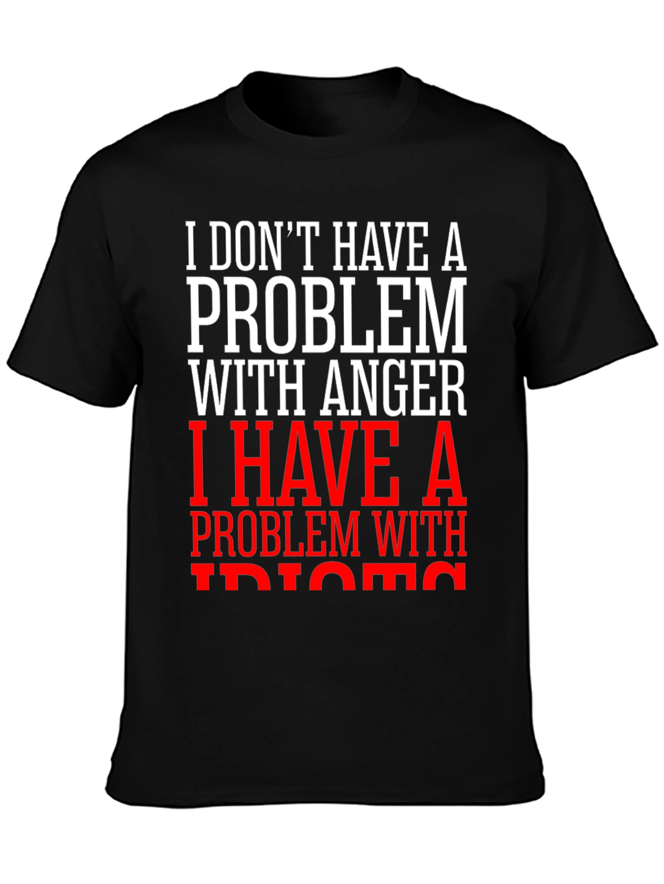 Black Funny Anger Problem Graphic T-Shirt view 3