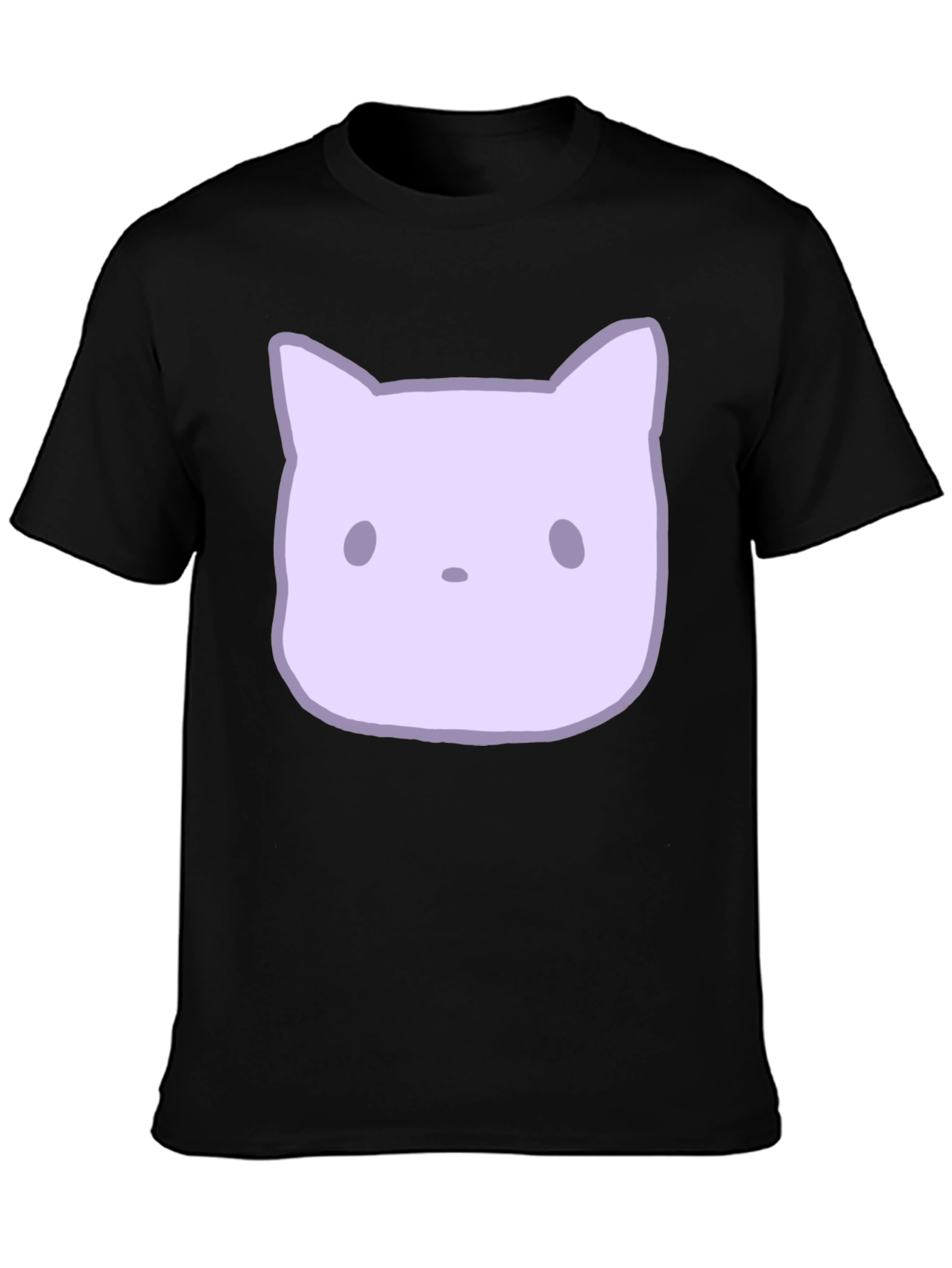 Black Cute Cartoon Cat Graphic Tee view 3