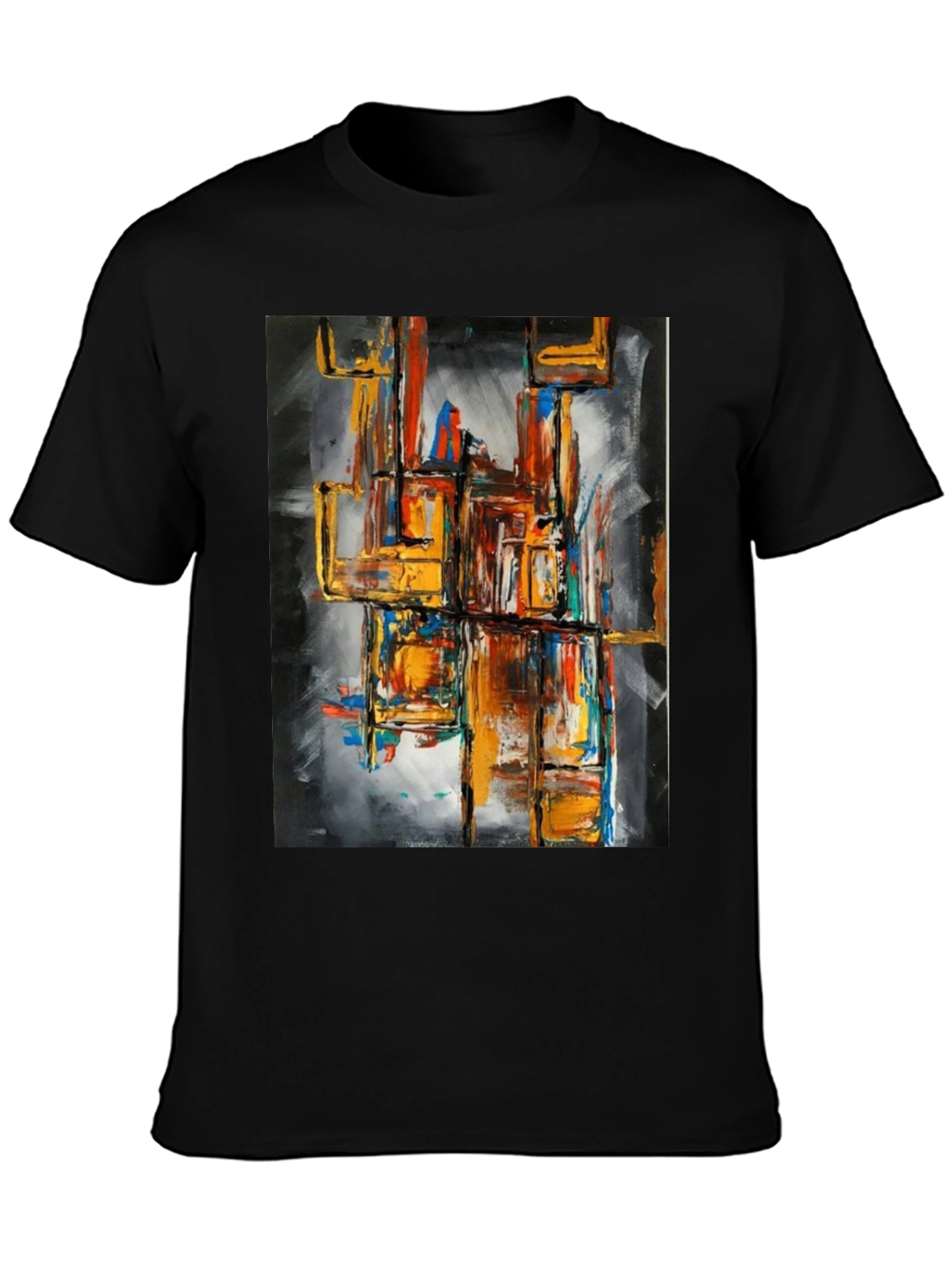 Black Abstract Art Men's Graphic Tee - Black view 3