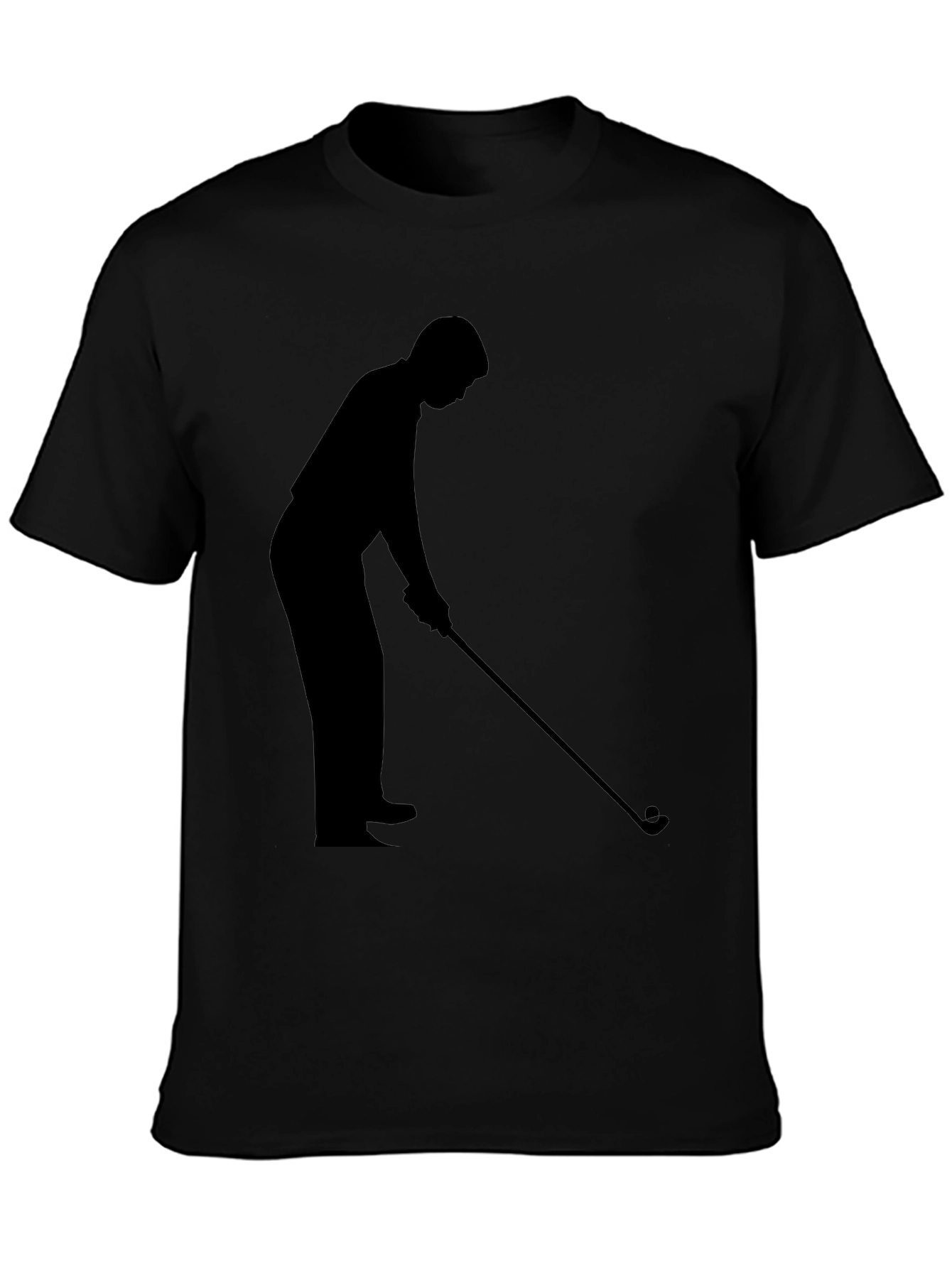 Black Golfer Silhouette Black T-Shirt view 3