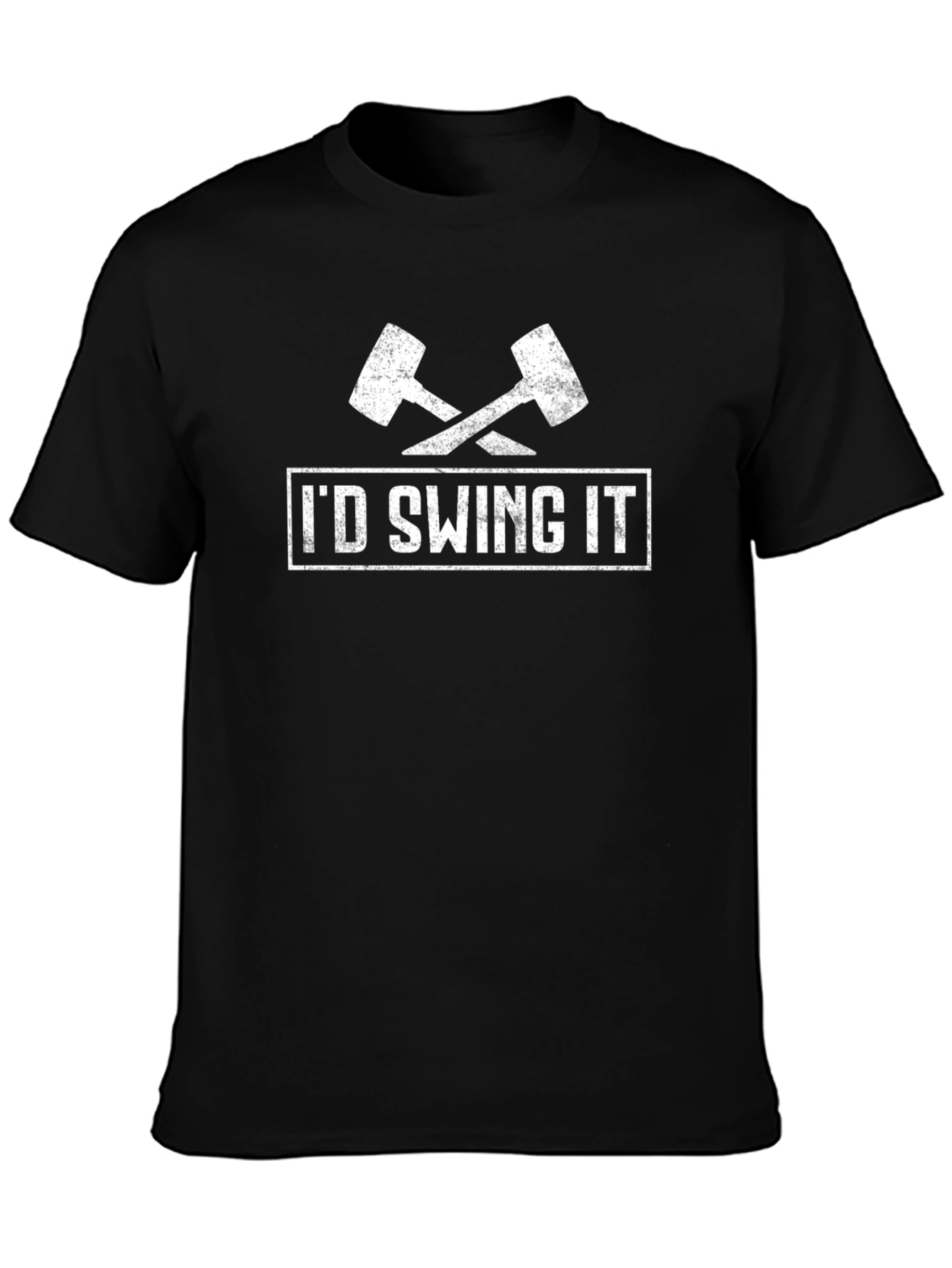 Black I'D Swing It - Carpentry Humor T-Shirt view 3