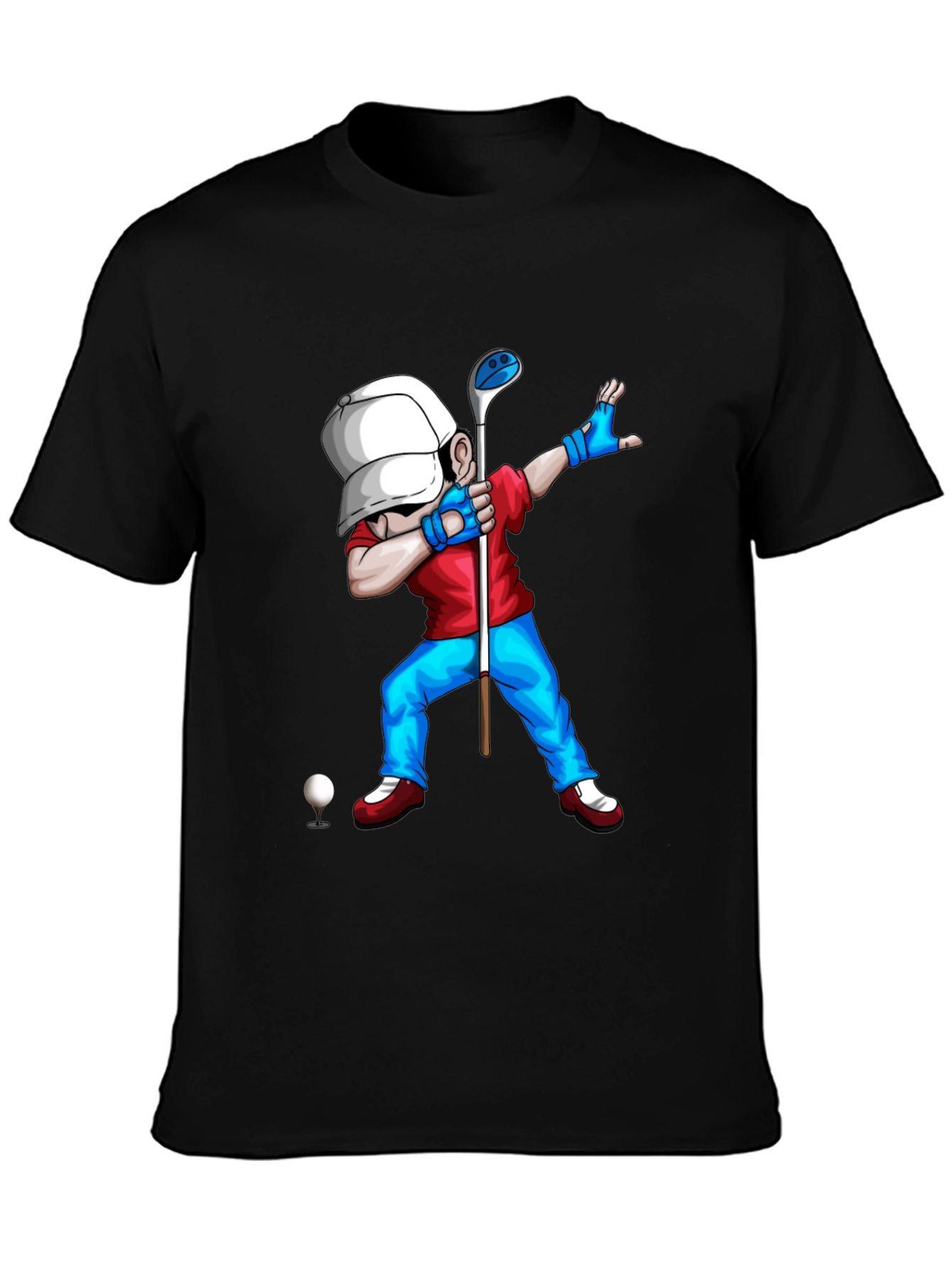 Black Golf Dabbing Cartoon Graphic Tee view 3