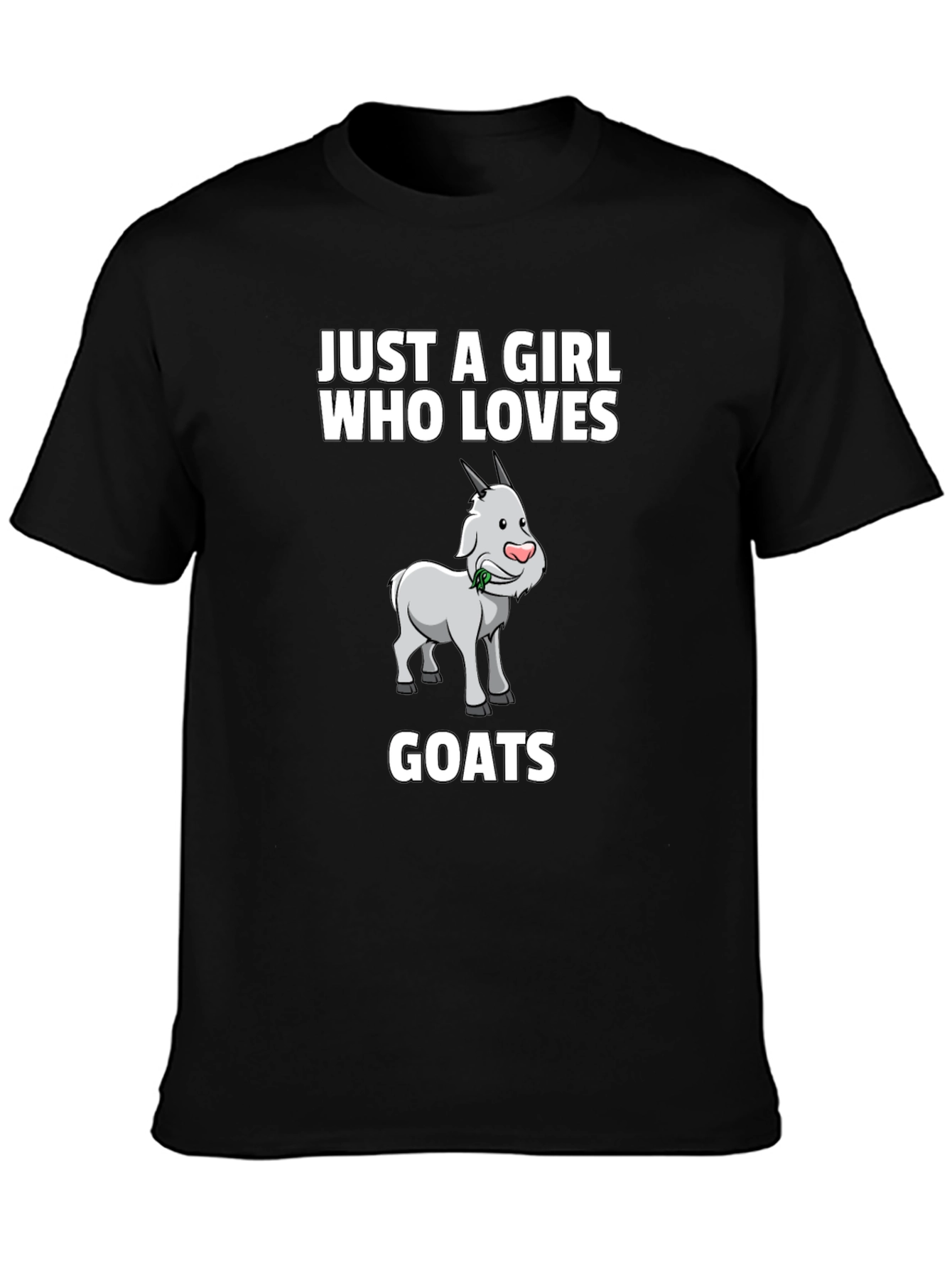 Black Just A Girl Who Loves Goats T-Shirt view 3