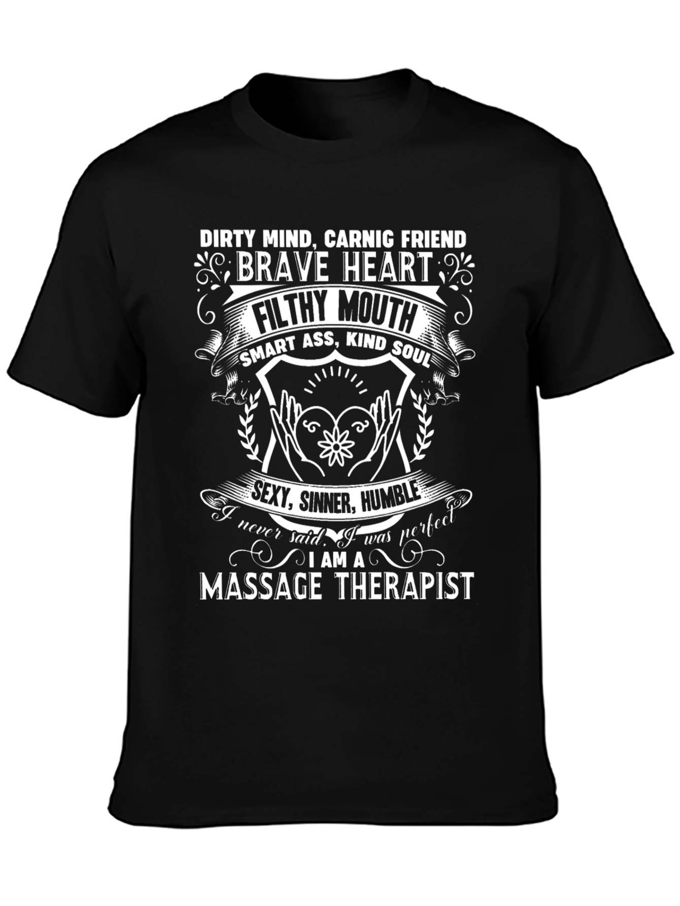 Black Massage Therapist Novelty Graphic Tee view 3