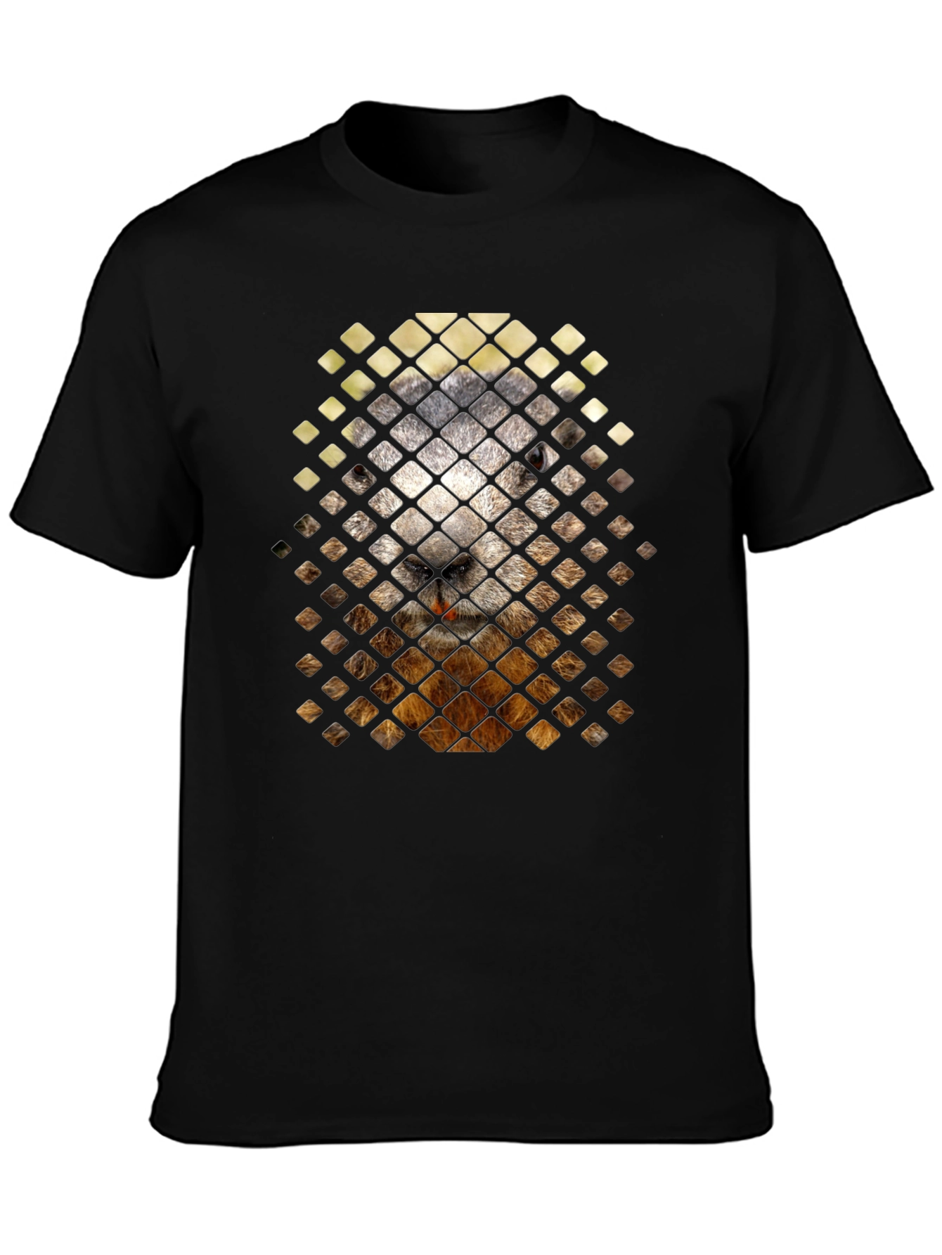 Black Groundhog Grid Tee - Unique Animal Graphic T-Shirt view 3
