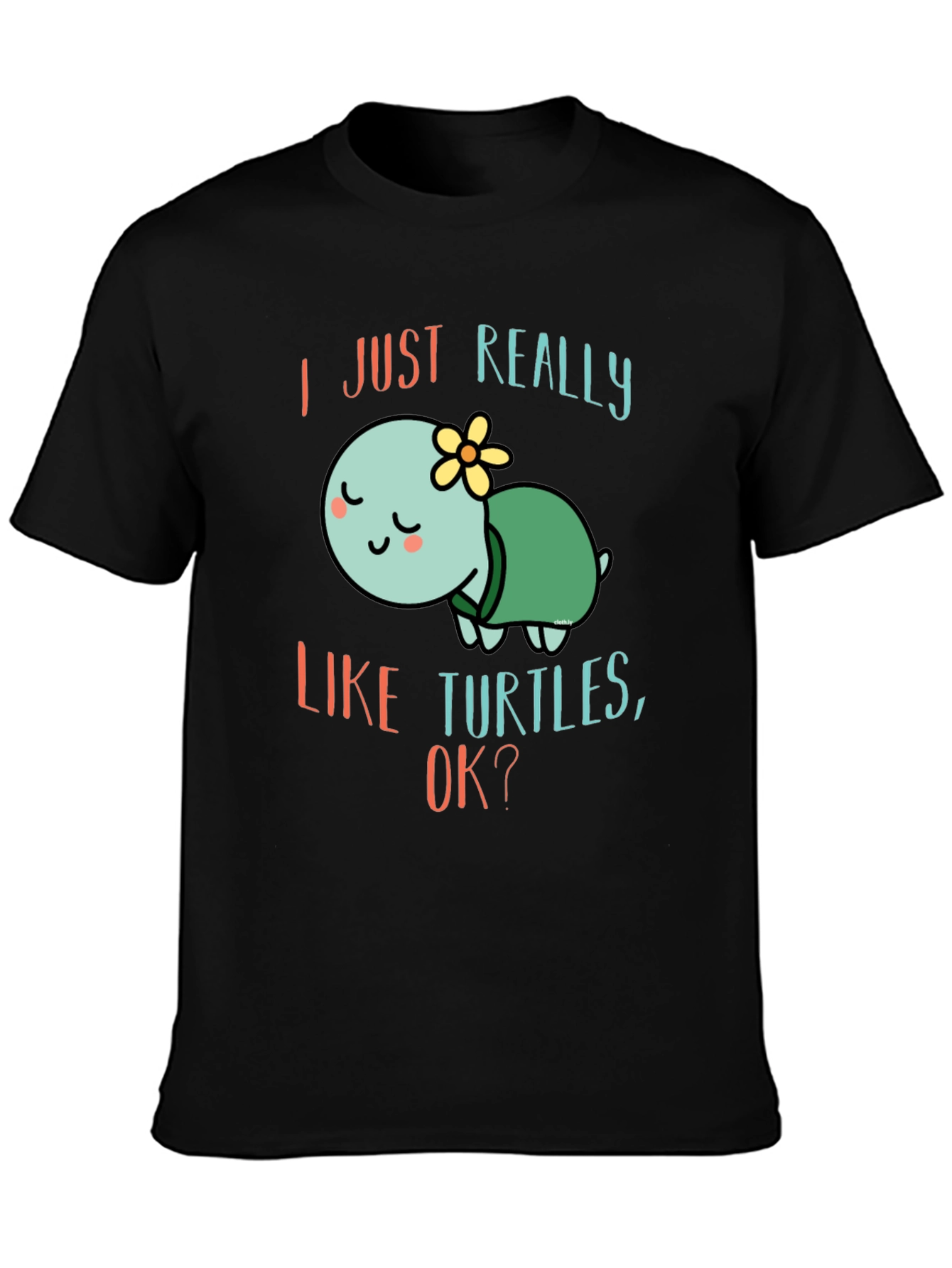 Black I Just Really Like Turtles T-Shirt Cute Cartoon Tee view 3