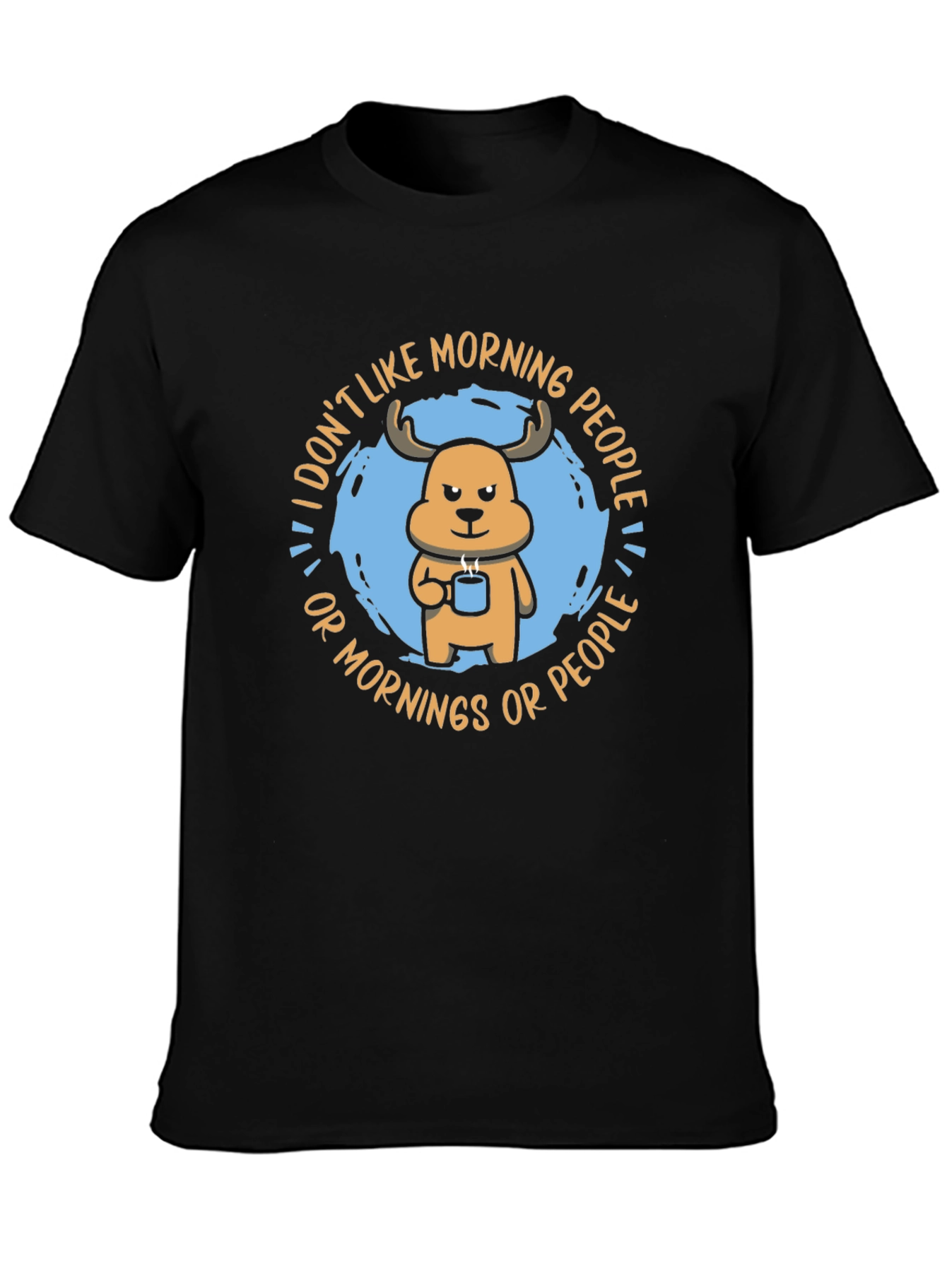 Black Funny I Don't Like Morning People Graphic T-Shirt view 3