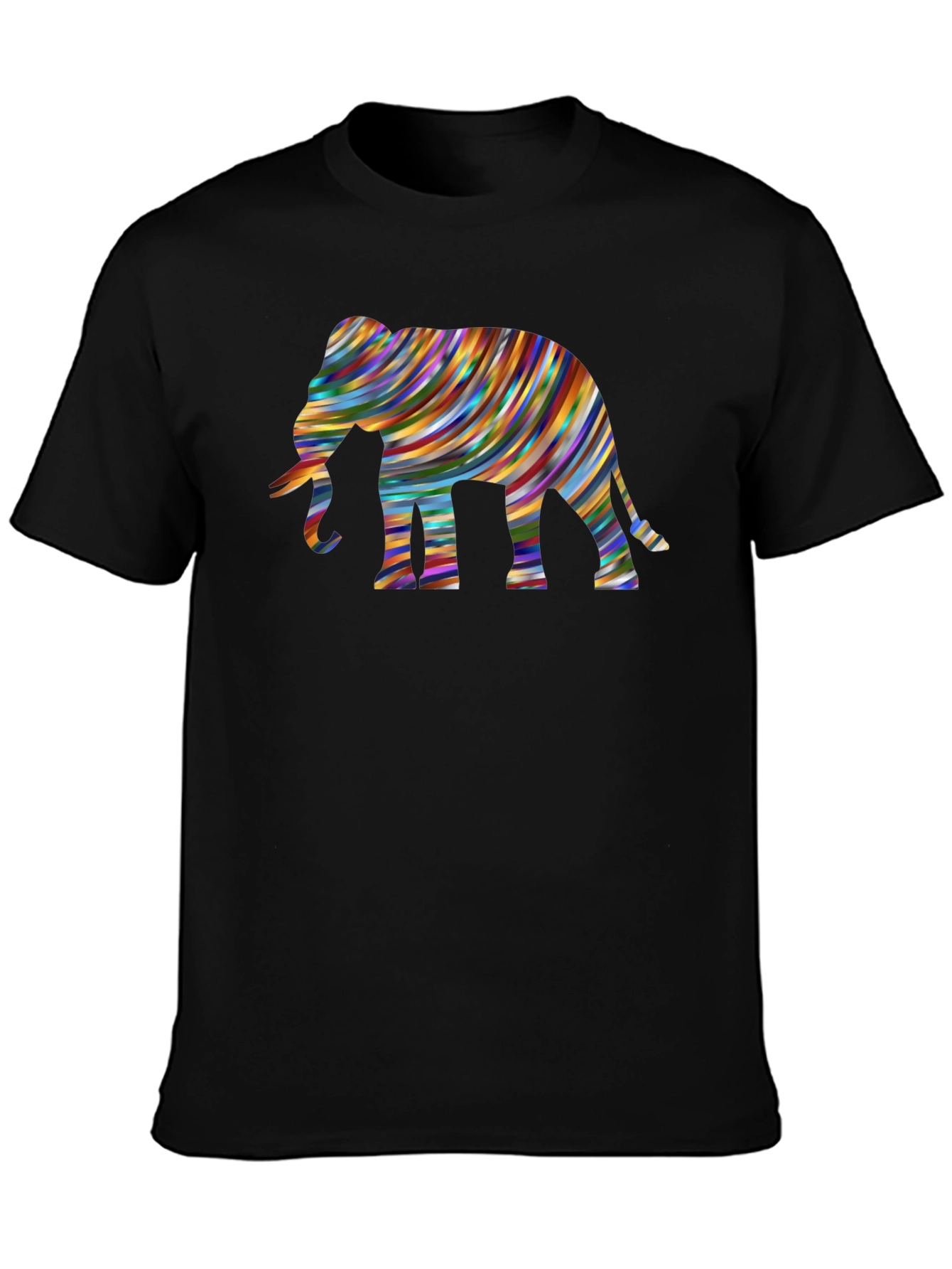 Black Colorful Elephant Graphic Tee - Unique Design view 3