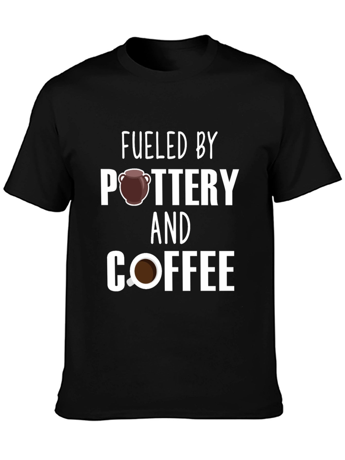 Black Fueled by Pottery and Coffee T-Shirt view 3