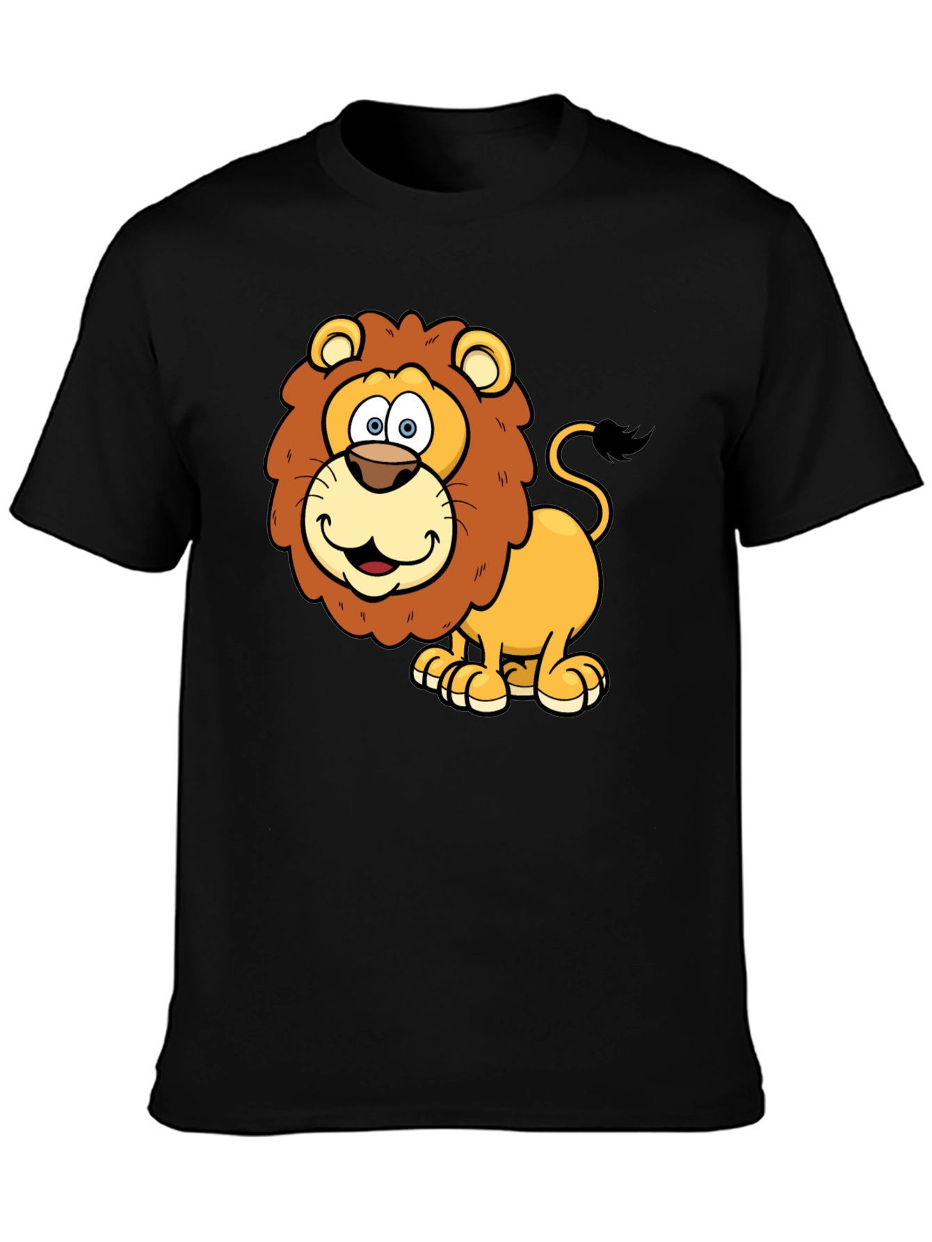 Black Lion Cartoon Graphic T-Shirt view 3