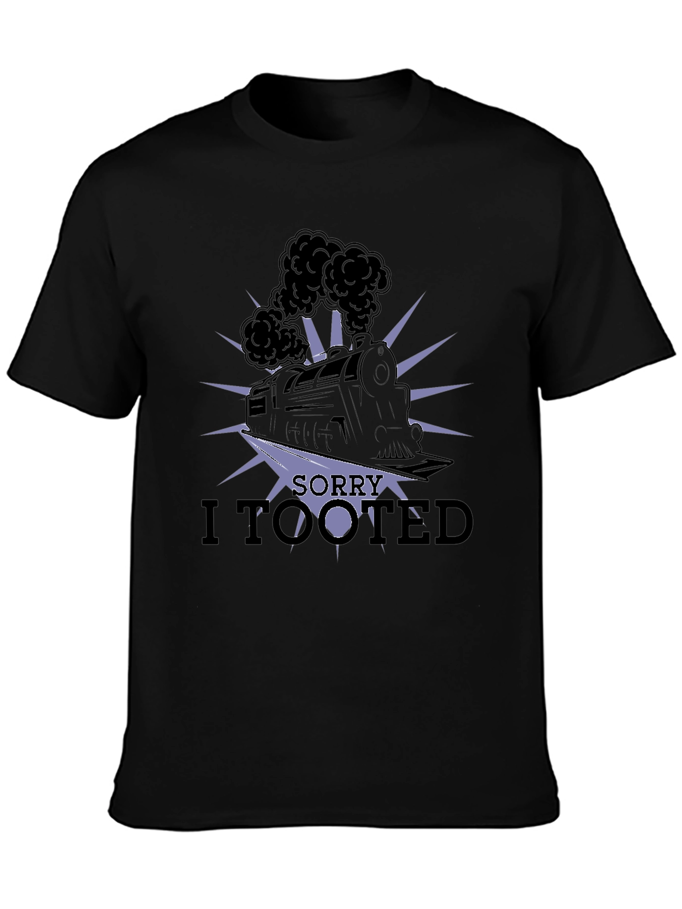 Black Funny "Sorry I Tooted" Train T-Shirt view 3