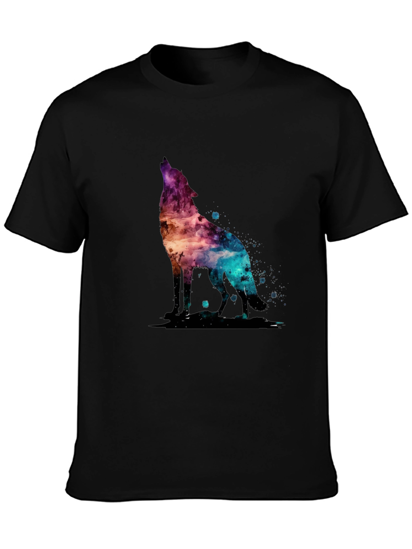 Black Galaxy Wolf Graphic T-Shirt - Stylish Men's Tee view 3