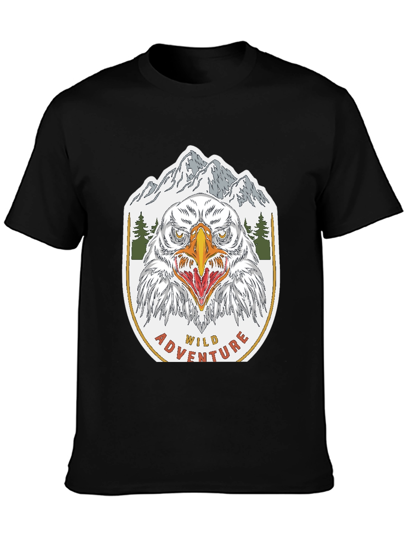 Black Wild Adventure Eagle Graphic T-Shirt view 3