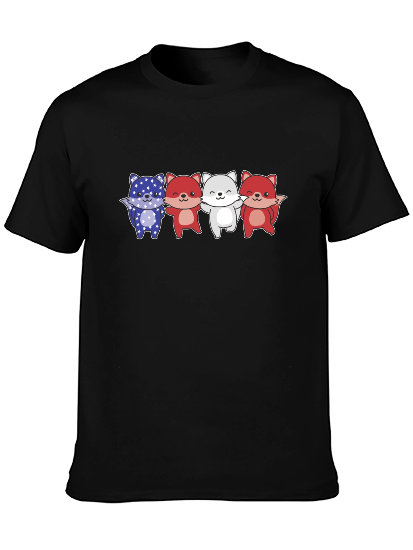Black Patriotic Fox T-Shirt - USA Animal Design view 3