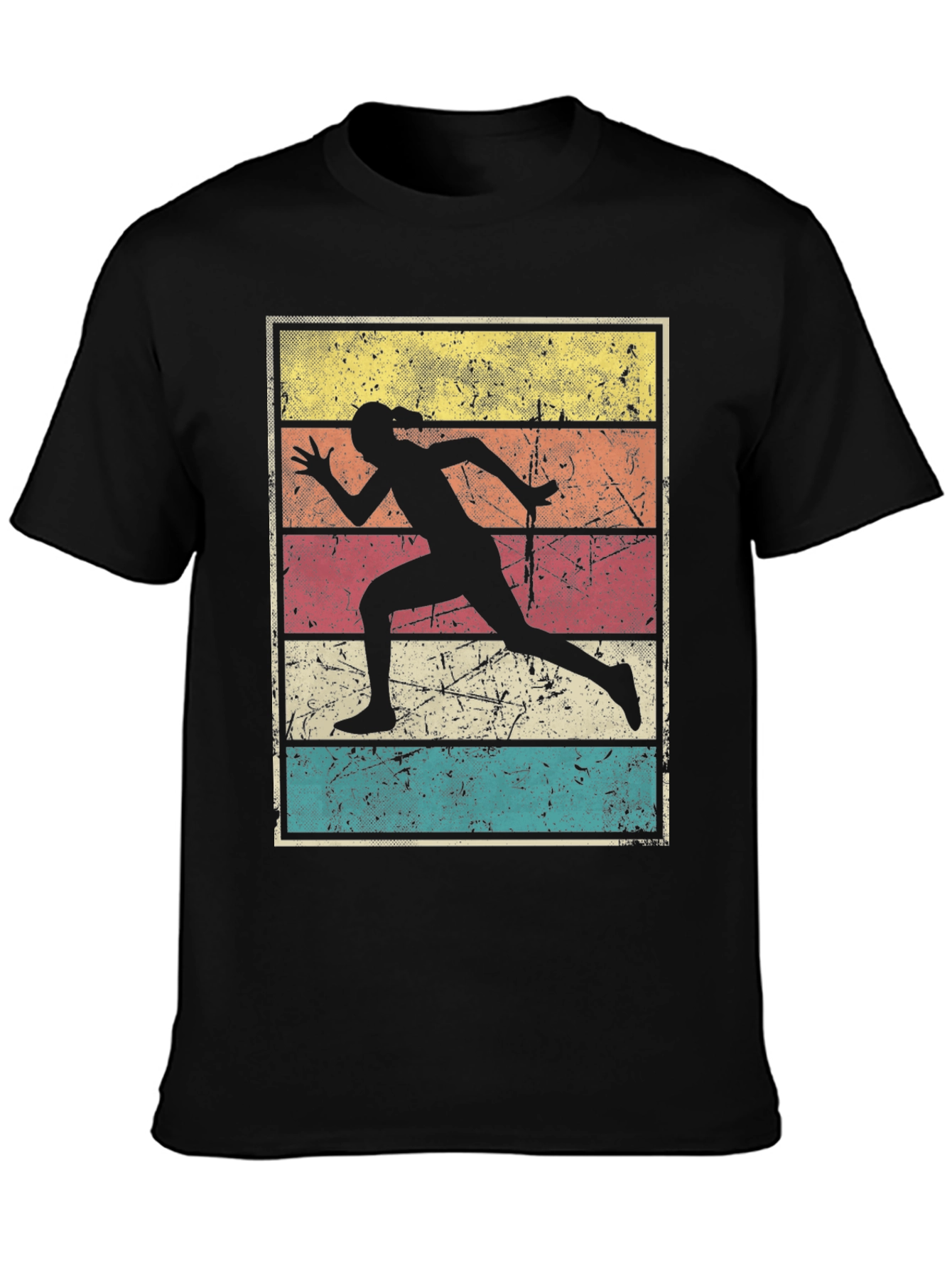 Black Retro Runner T-Shirt | Vintage Style Athletics Tee view 3